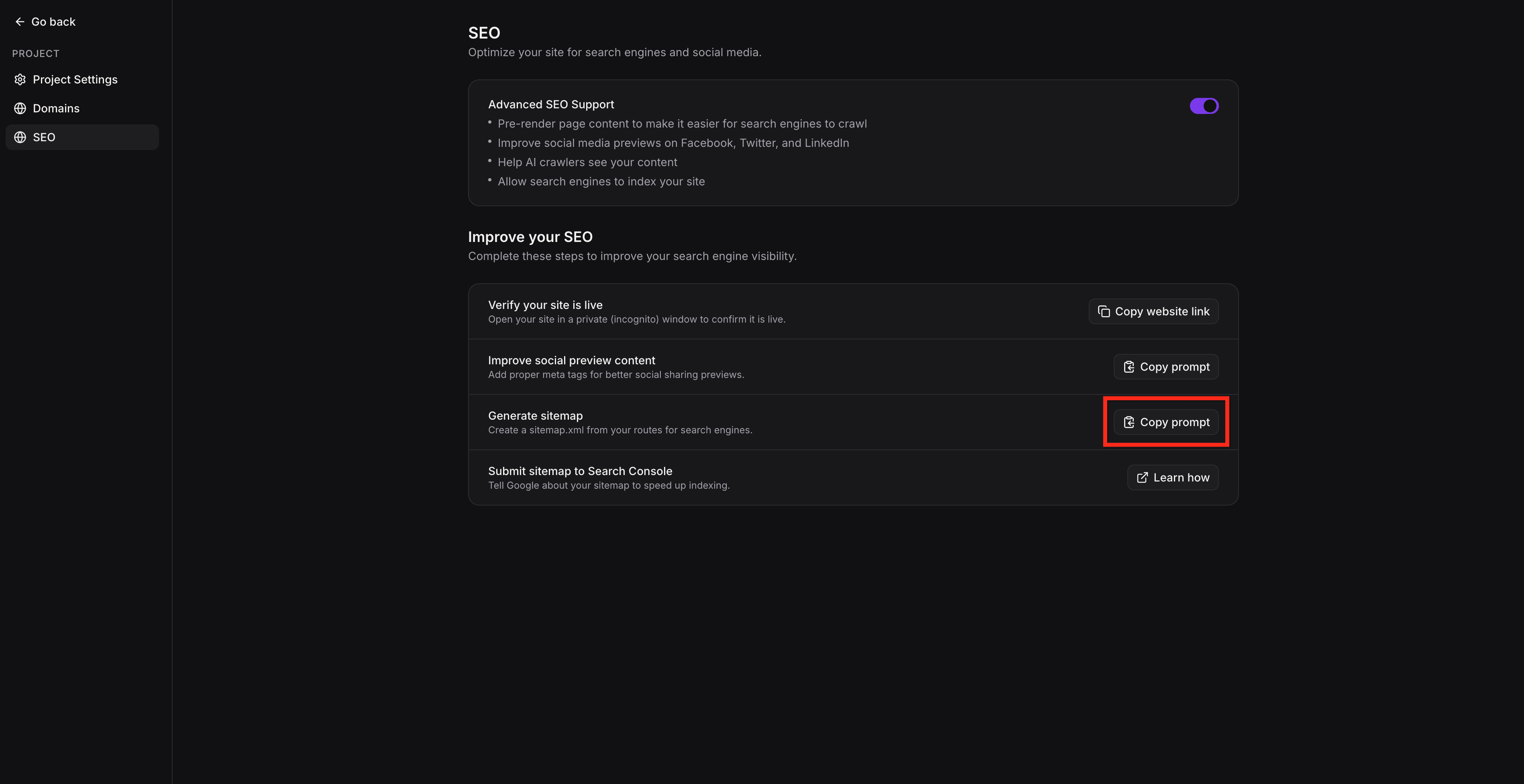 Schermata 15 — Supporto SEO Avanzato in AI Studio