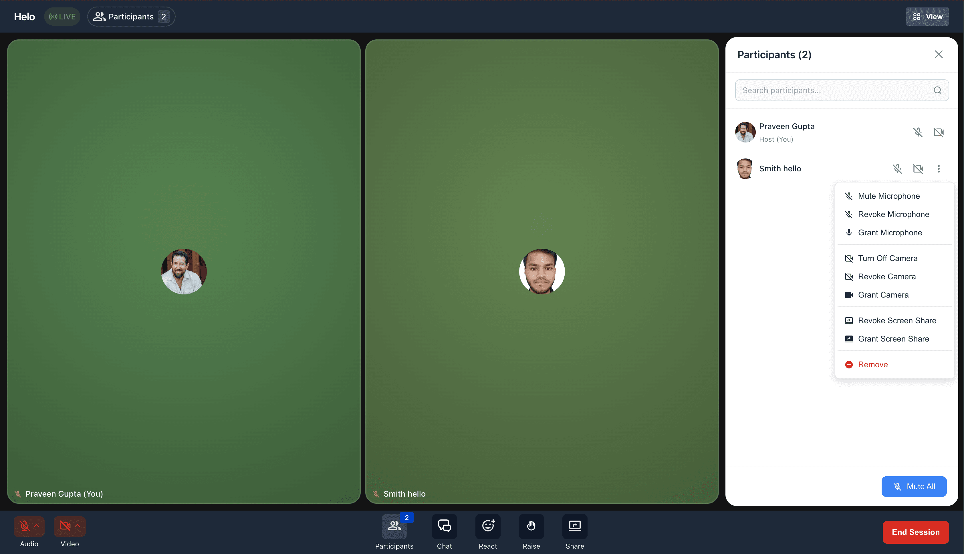 Schermata 1 — Live Room negli Eventi delle Community