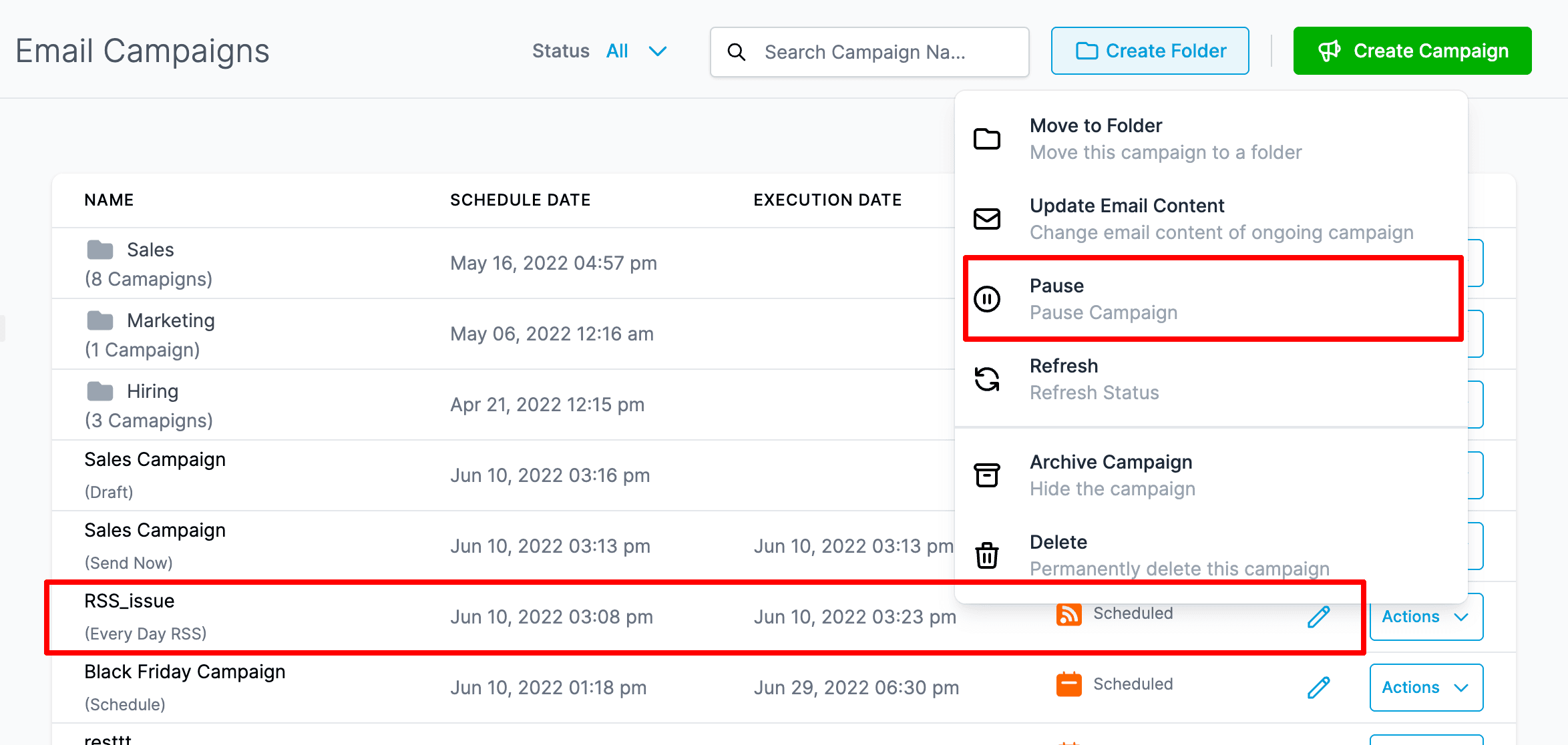 Schermata 6 — Come inviare Campaign email RSS