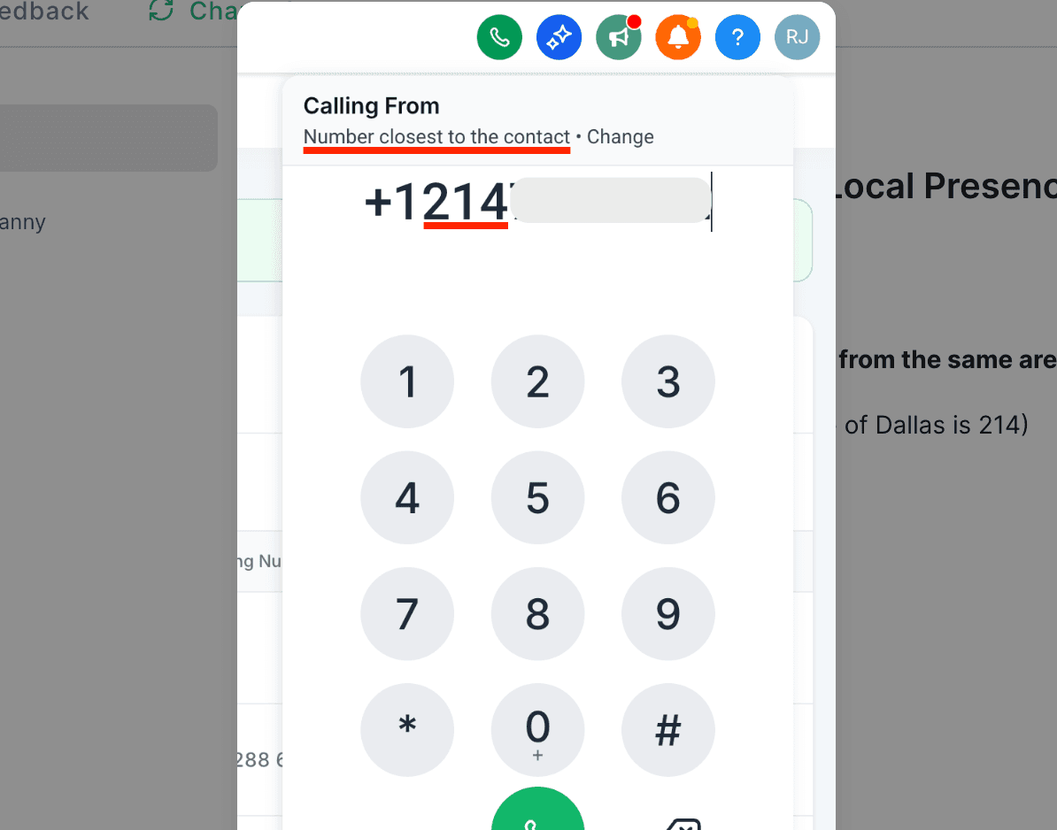 Schermata 2 — Local Presence Dialing con il sistema telefonico HITLEAD