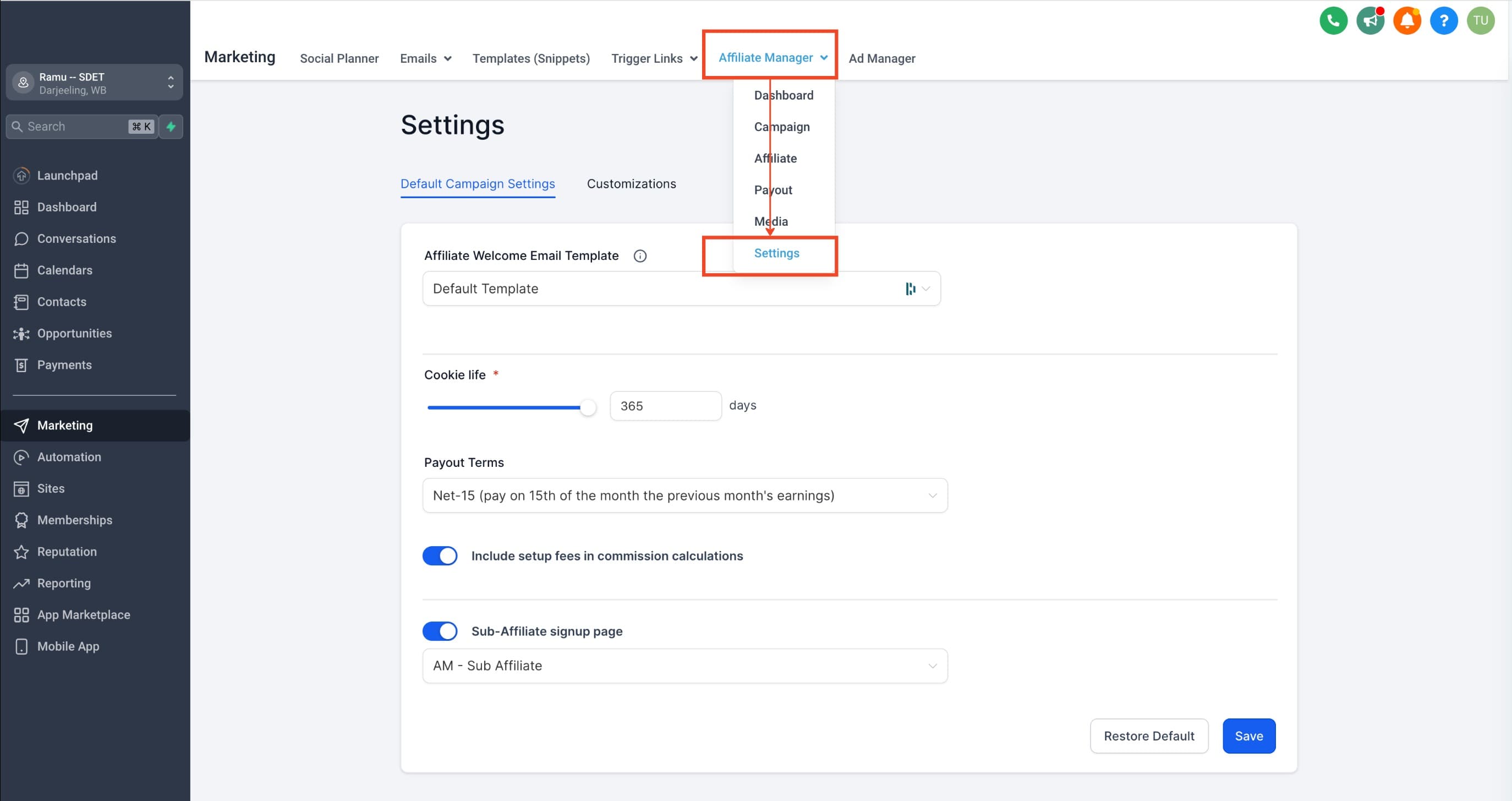 Schermata 8 — Come Aggiungere Sub-Affiliati nell'Affiliate Manager