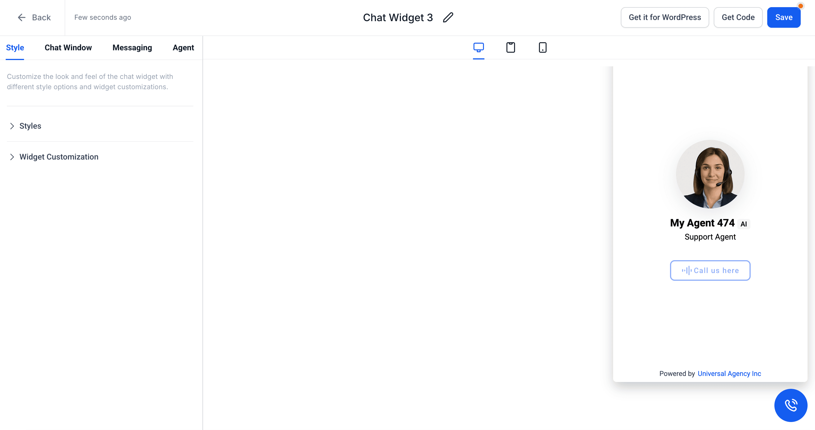 Schermata 7 — Guida introduttiva al Chat Widget