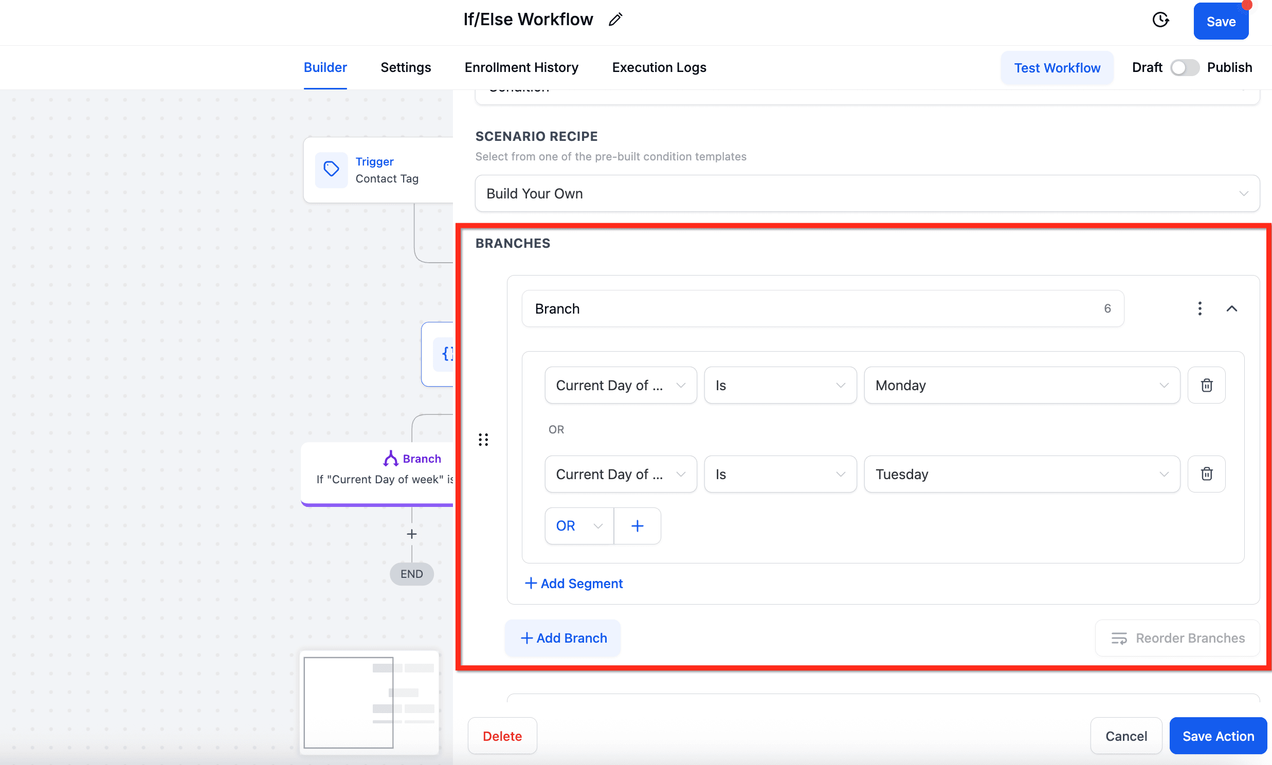 Schermata 2 — Azione Workflow - If/Else