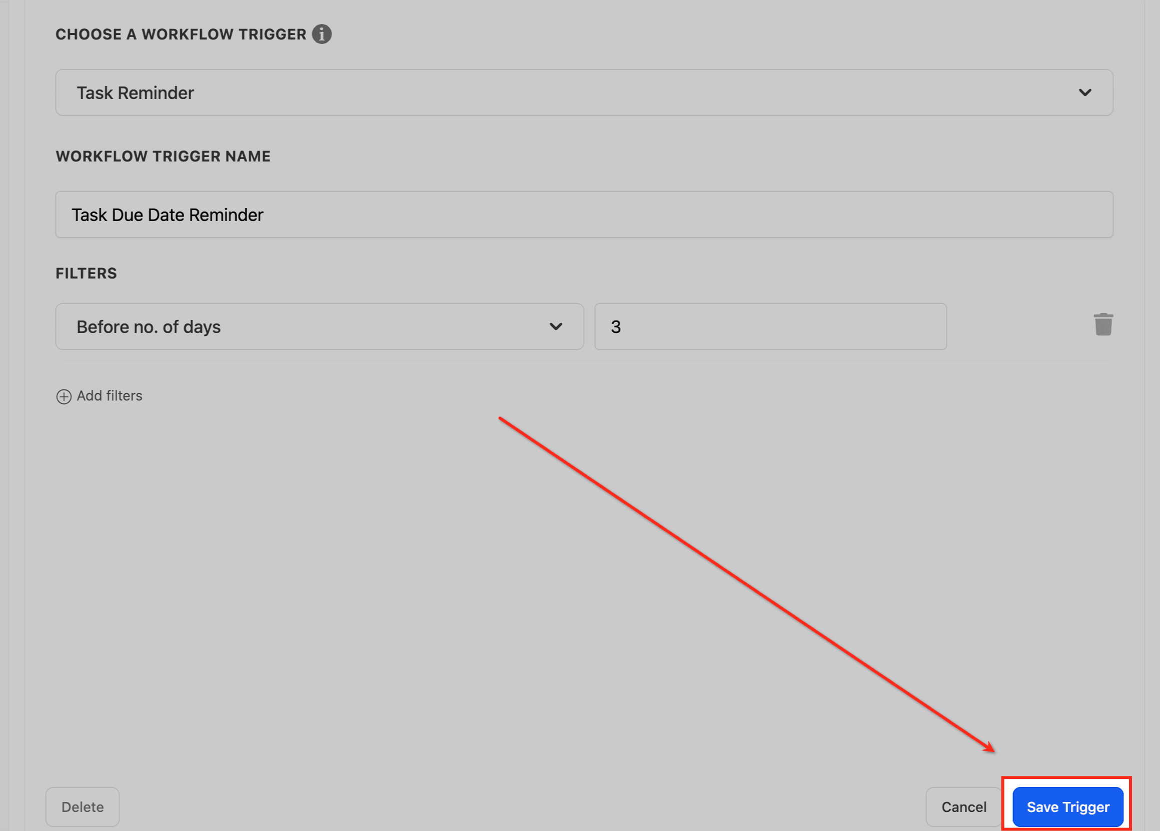 Schermata 6 — Workflow Trigger - Promemoria Task