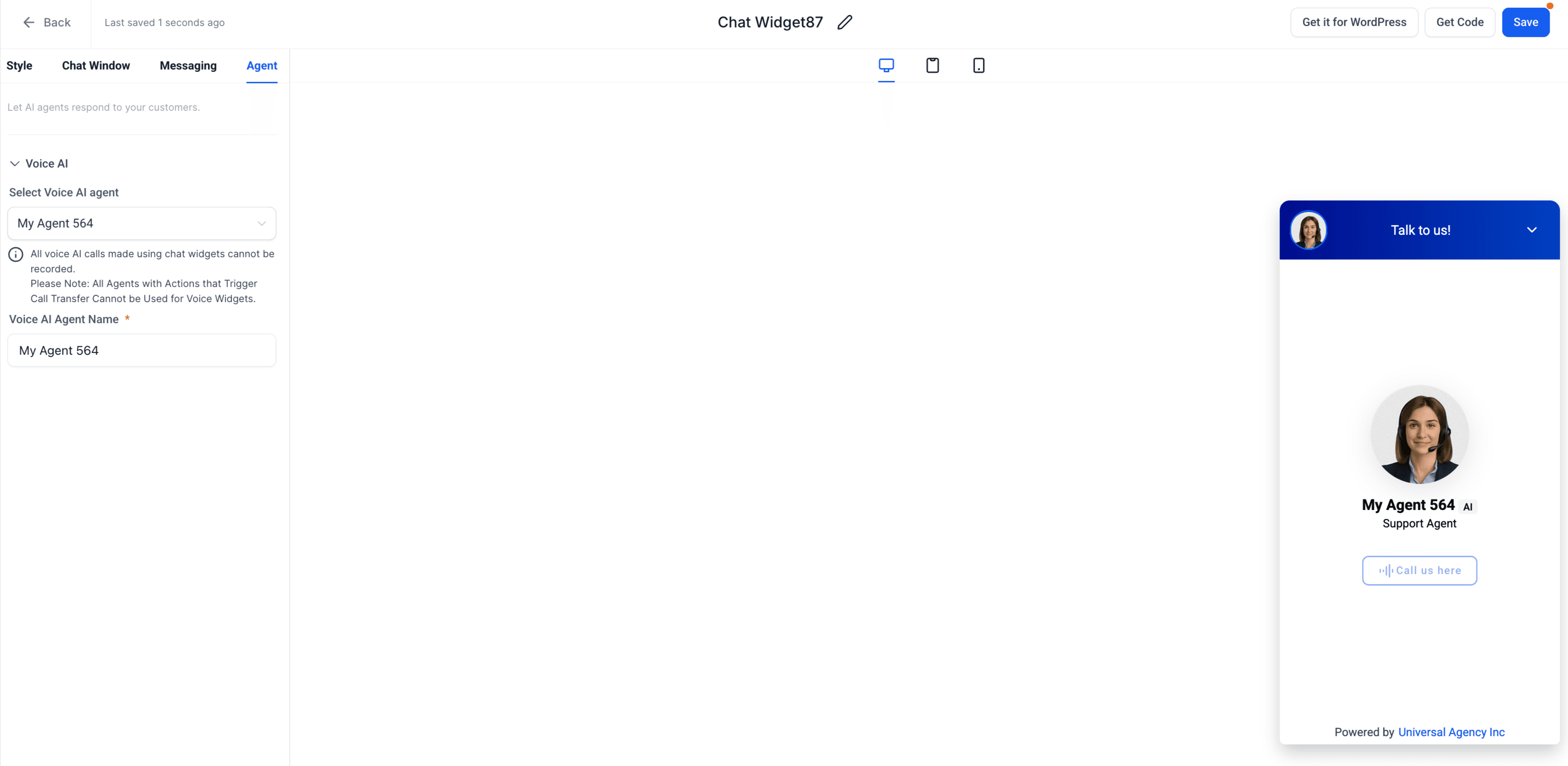 Schermata 3 — Come configurare e usare il Voice AI Chat Widget