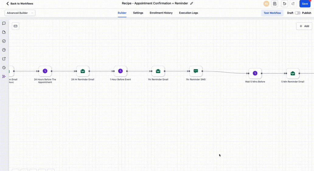 Schermata 10 — Advanced Builder per i Workflow