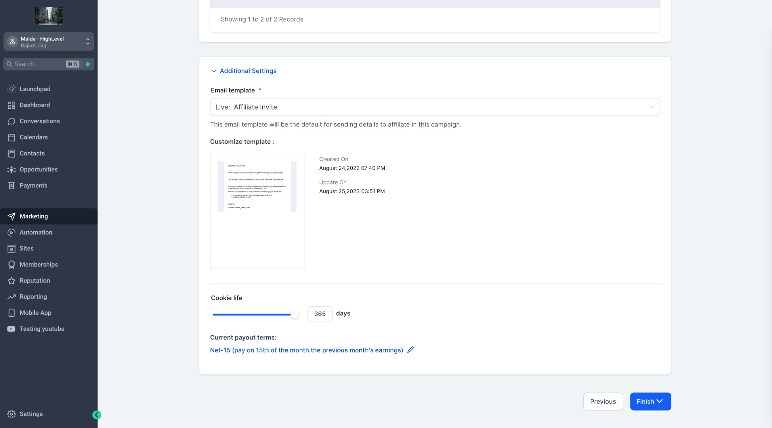 Schermata 11 — Come creare una Campaign di affiliazione