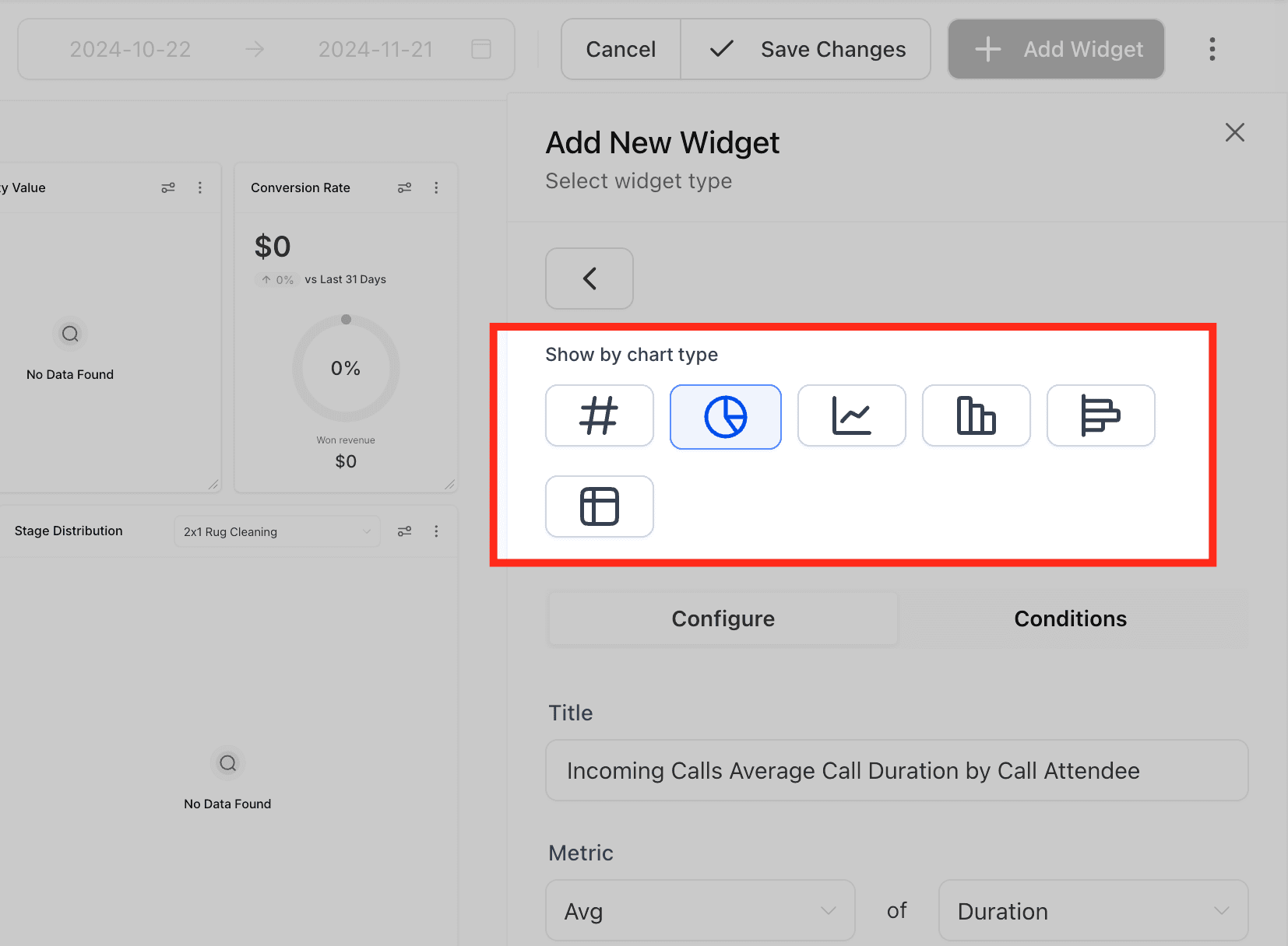 Schermata 1 — Personalizzare i Widget della Dashboard