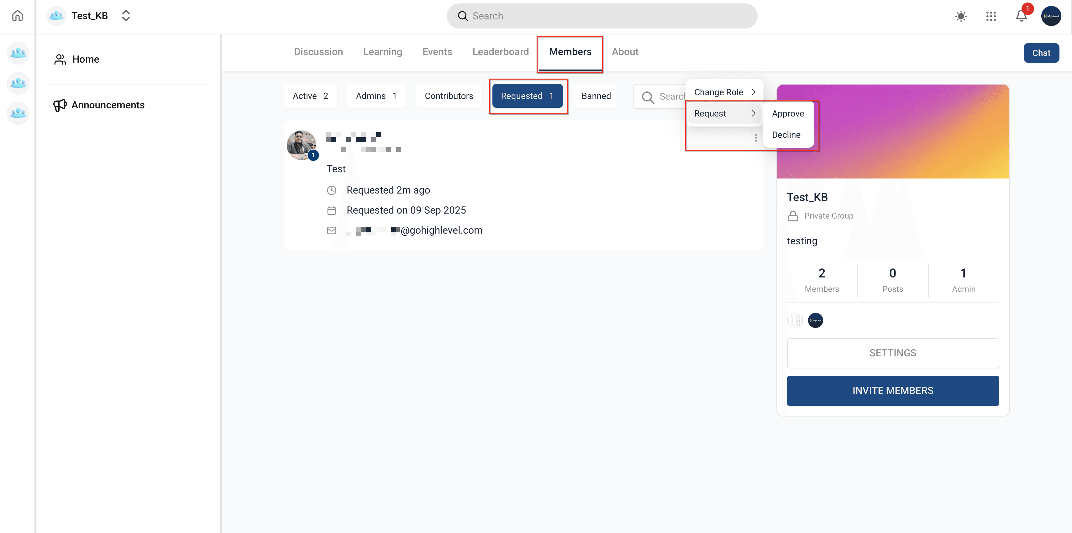 Schermata 5 — Come rendere i gruppi privati nelle Community