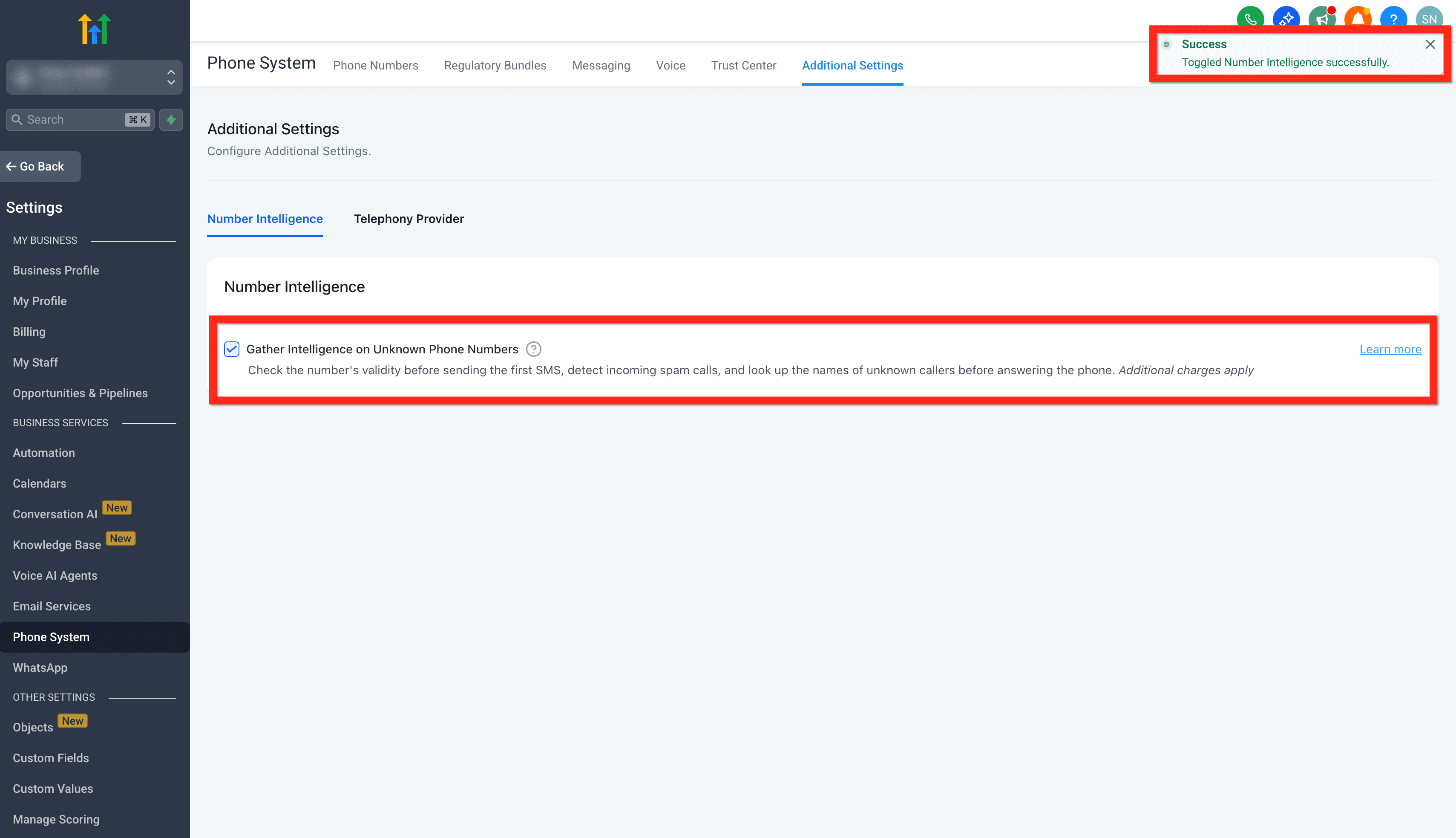 Schermata 3 — Number Intelligence - Rilevamento Spam, Caller ID e Validazione SMS