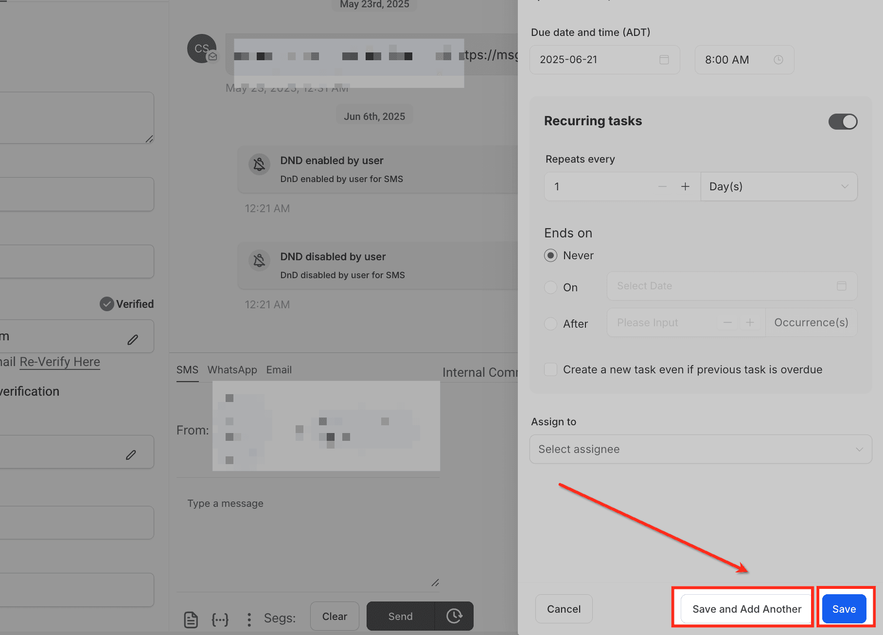 Schermata 13 — Gestione Unificata dei Task tra Contatti e Opportunità