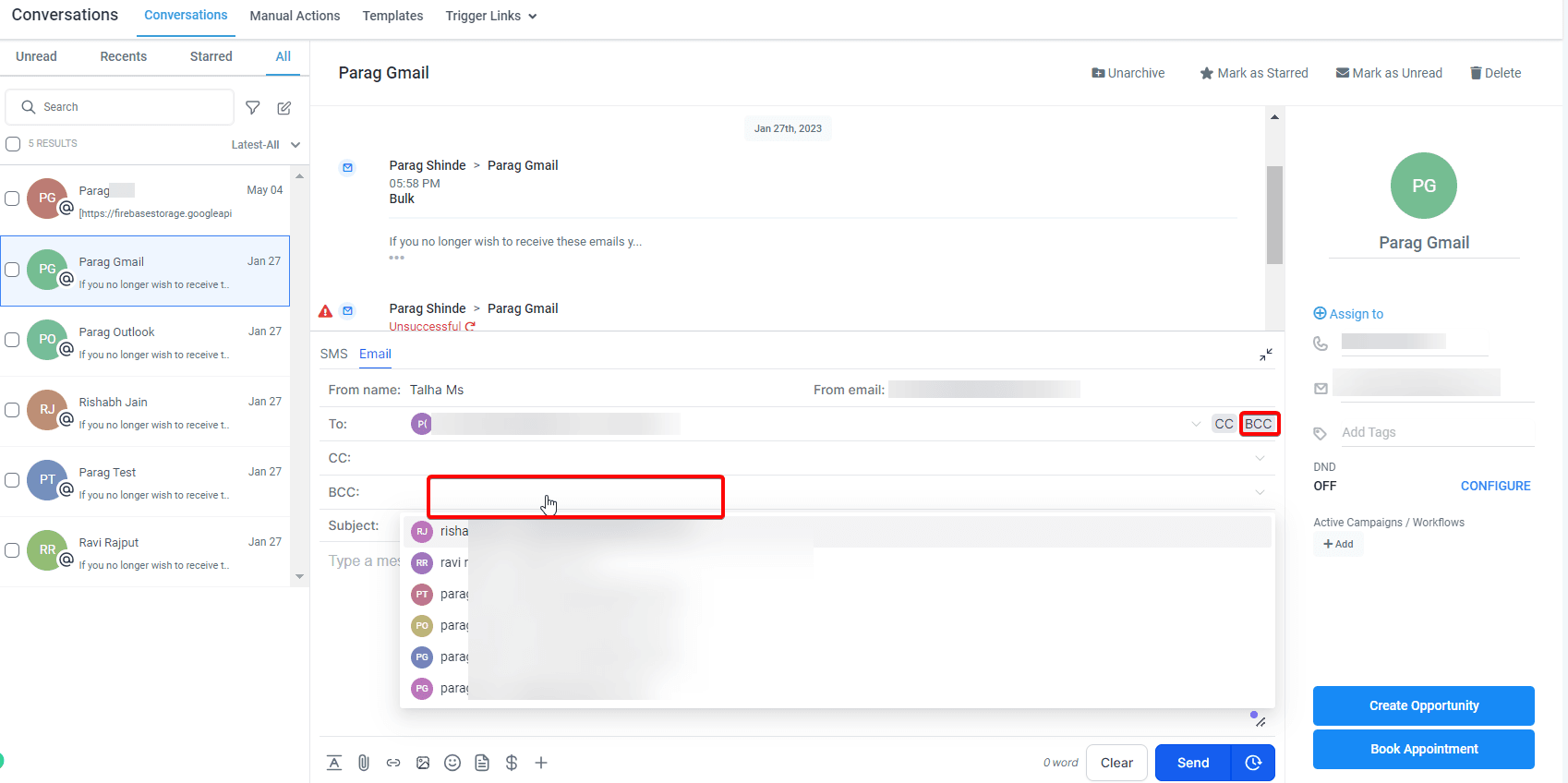 Schermata 7 — Come usare CC (Carbon Copy) e BCC (Blind Carbon Copy) nel composer email