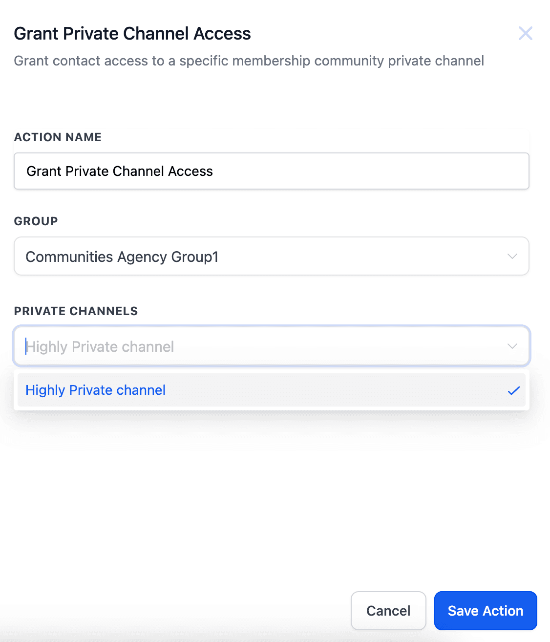 Schermata 2 — Workflow Trigger & Action - Concedi/Revoca Accesso a Canale Privato
