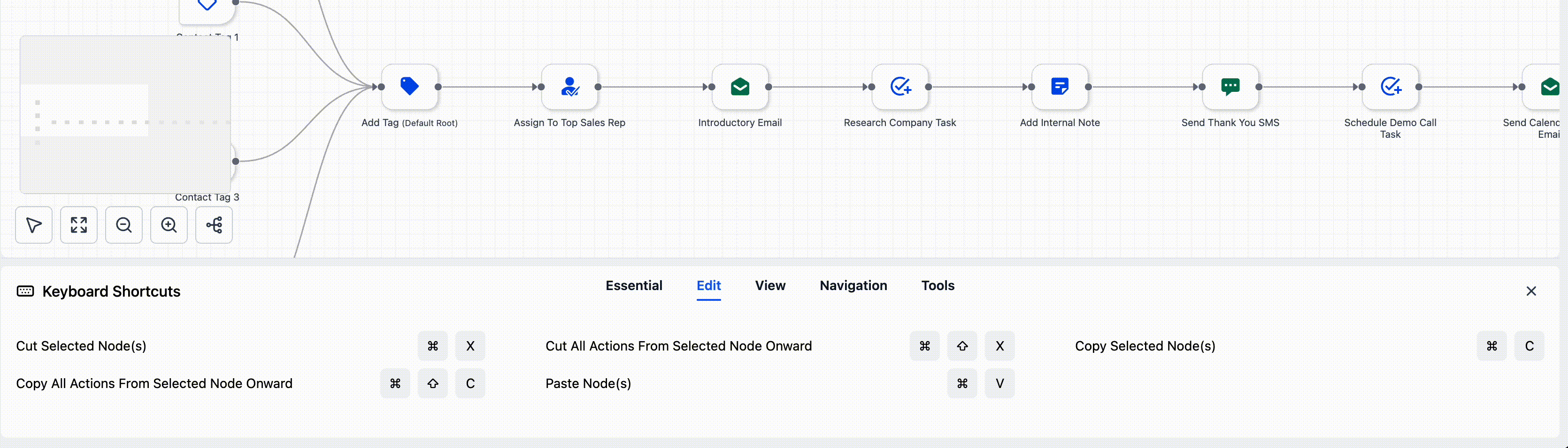 Schermata 2 — Scorciatoie da Tastiera nel Workflow Builder