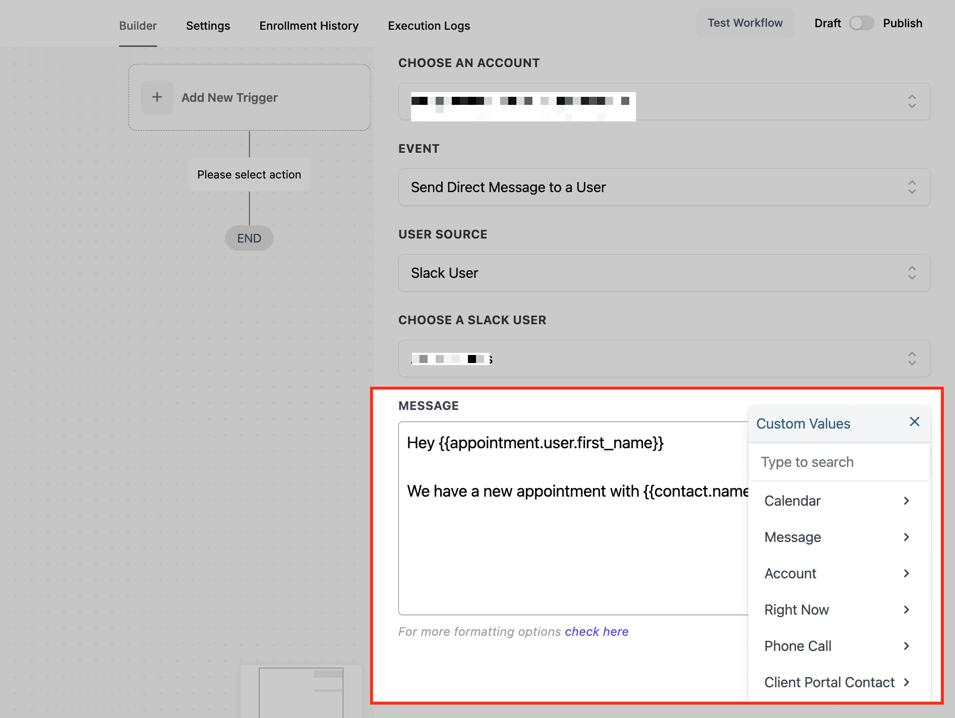 Schermata 7 — Guida all'Azione Slack per Workflow