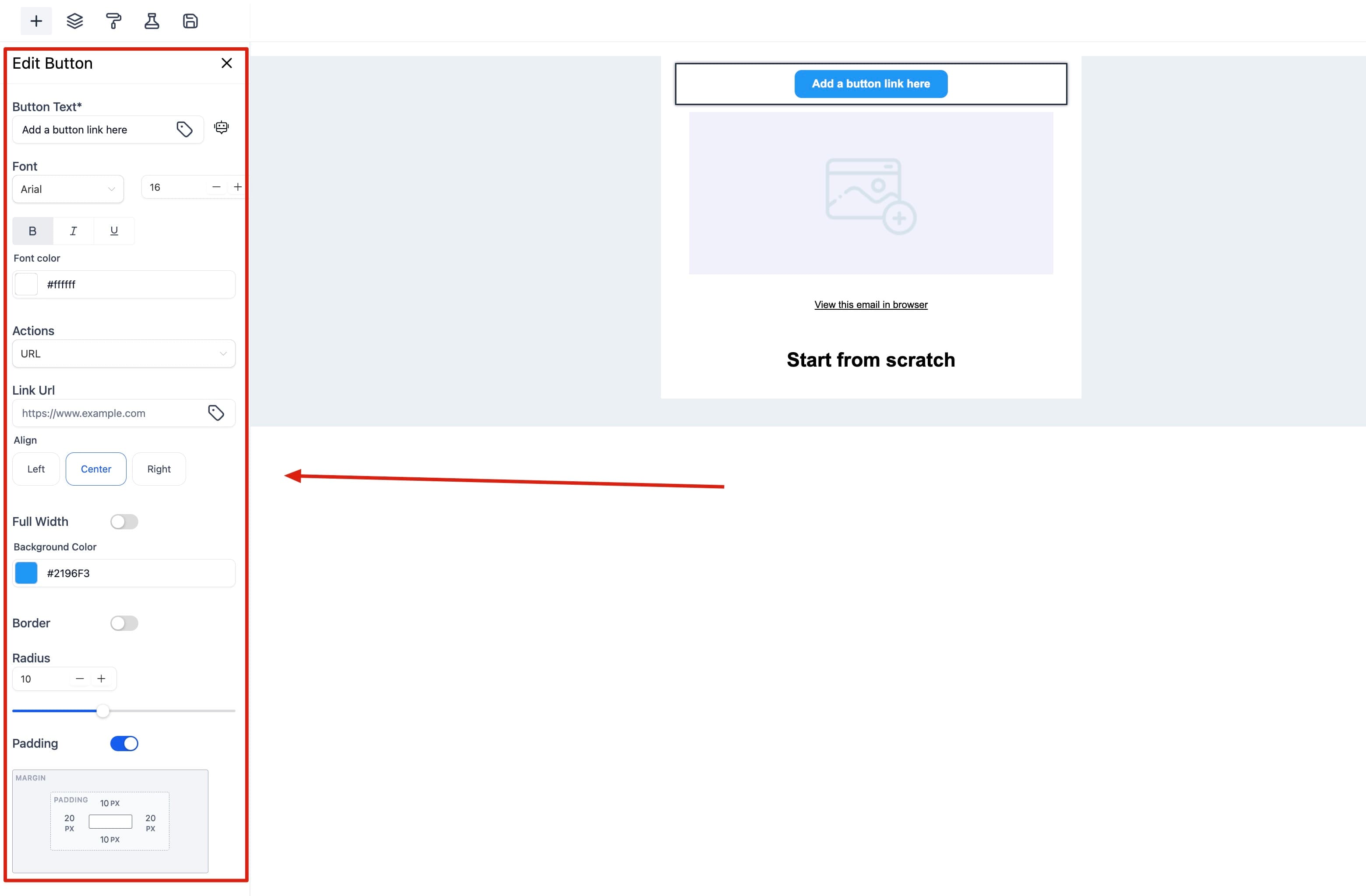 Schermata 13 — Come usare l'Email Builder e il suo Editor Inline