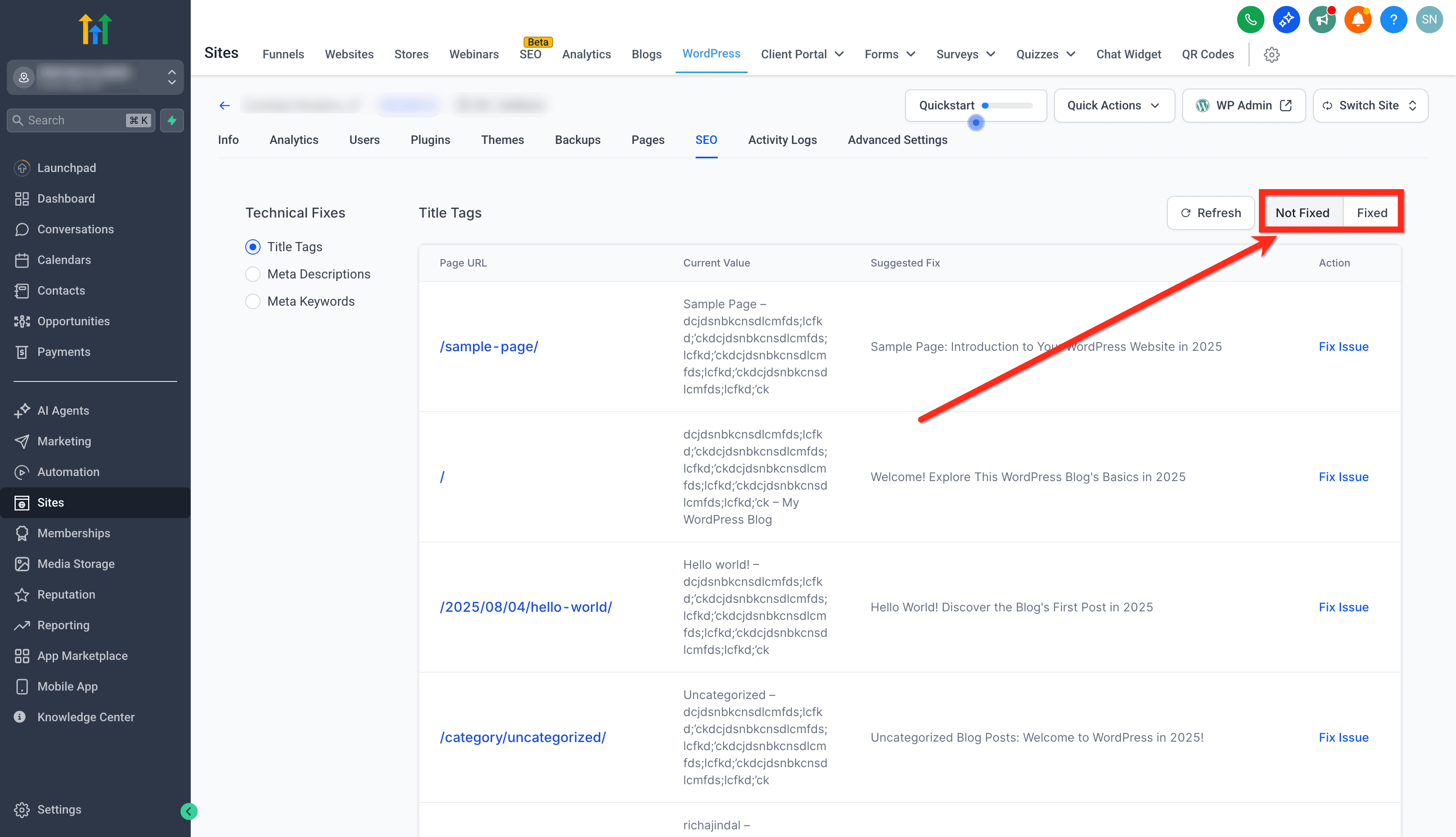 Schermata 10 — WordPress - Report SEO
