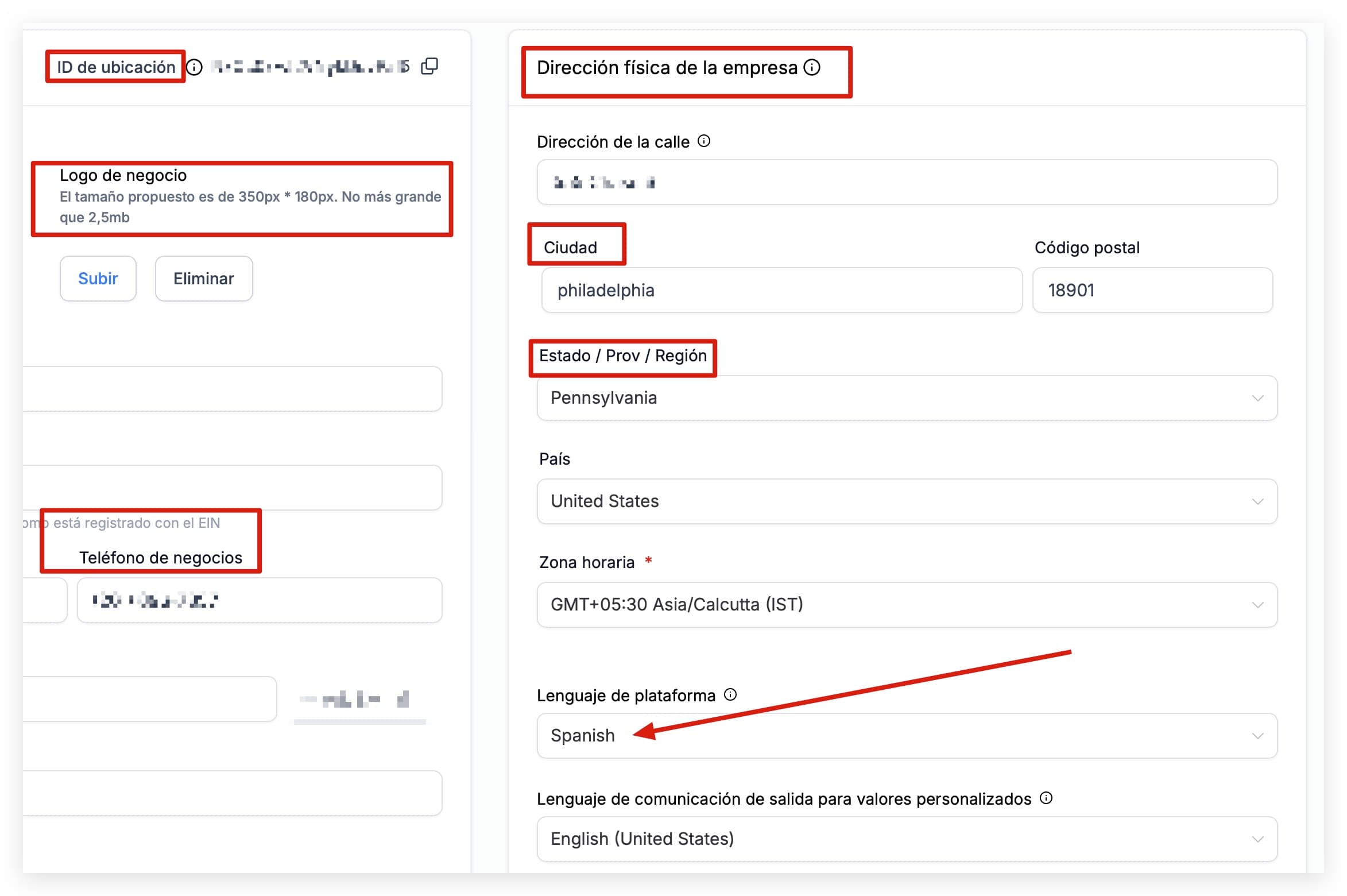 Schermata 8 — Impostazioni del Profilo Aziendale