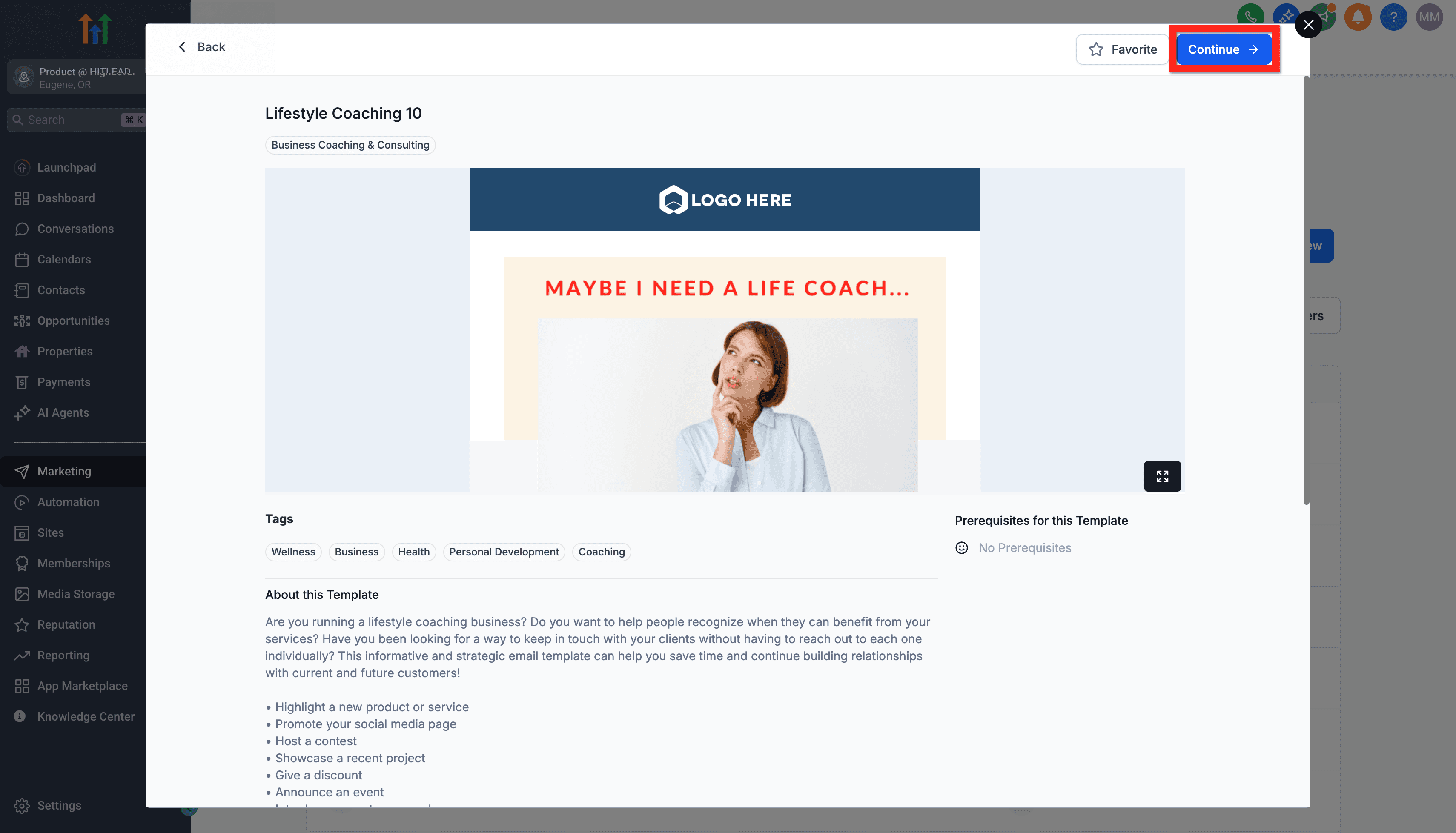 Schermata 3 — Per iniziare - Lancia una Campaign Email