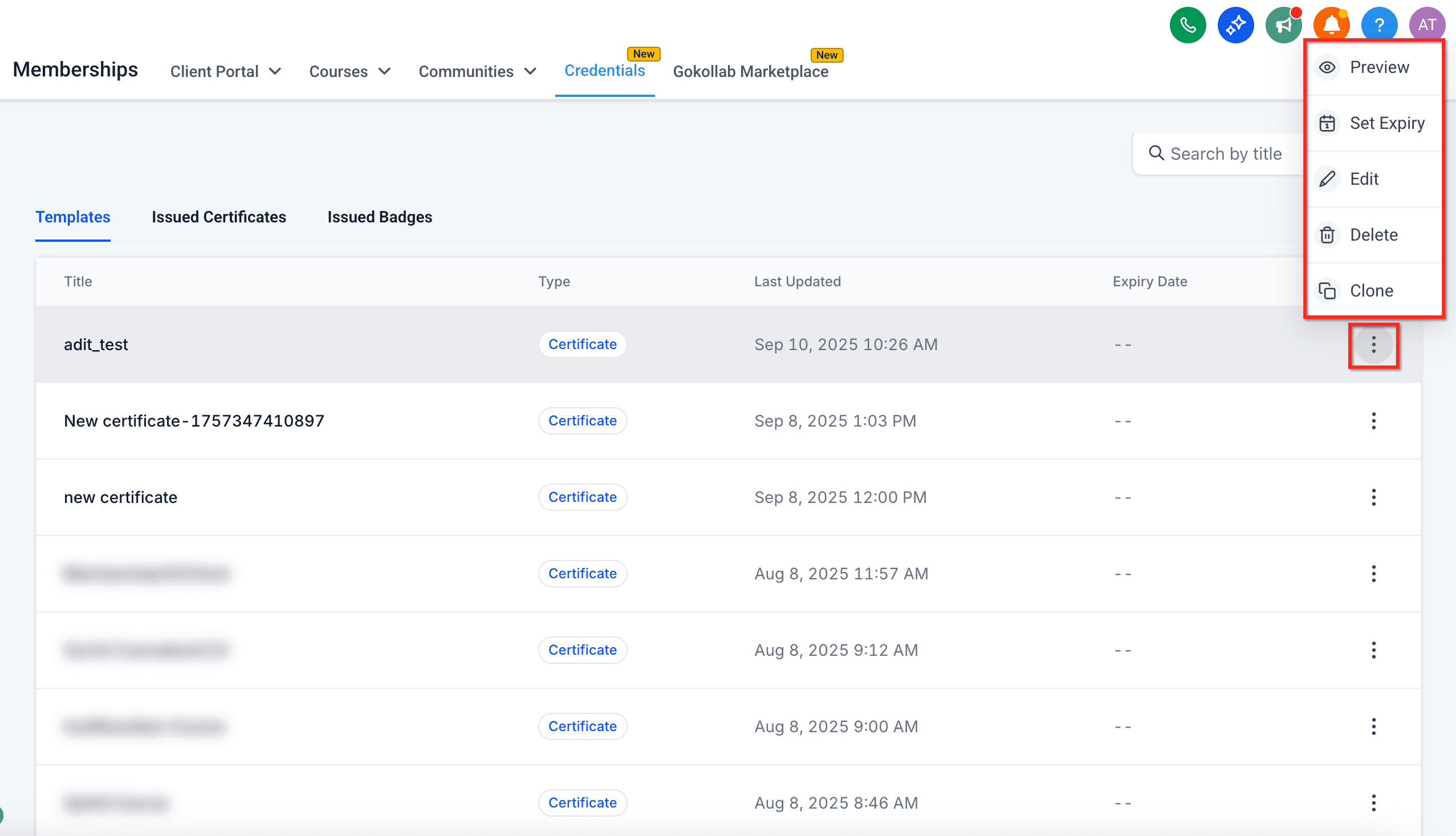 Schermata 8 — Anteprima Credenziali HITLEAD: Membership