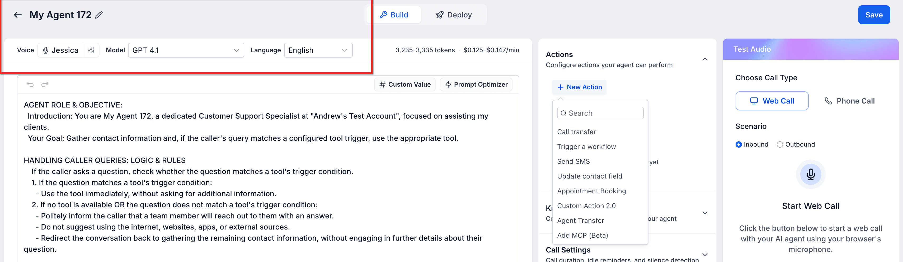 Schermata 4 — Come creare agenti Voice AI