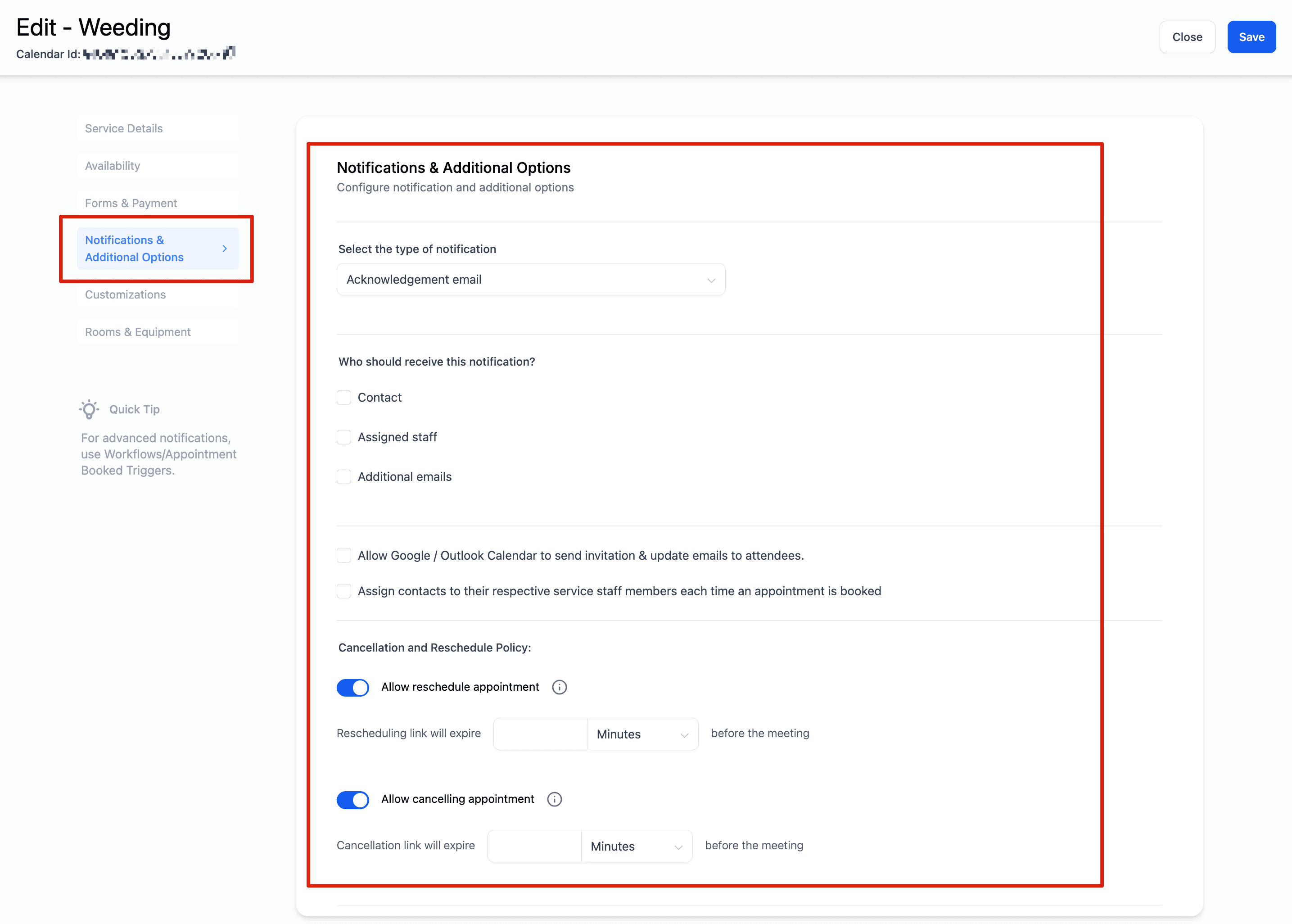 Schermata 14 — Come creare Calendari di Servizio