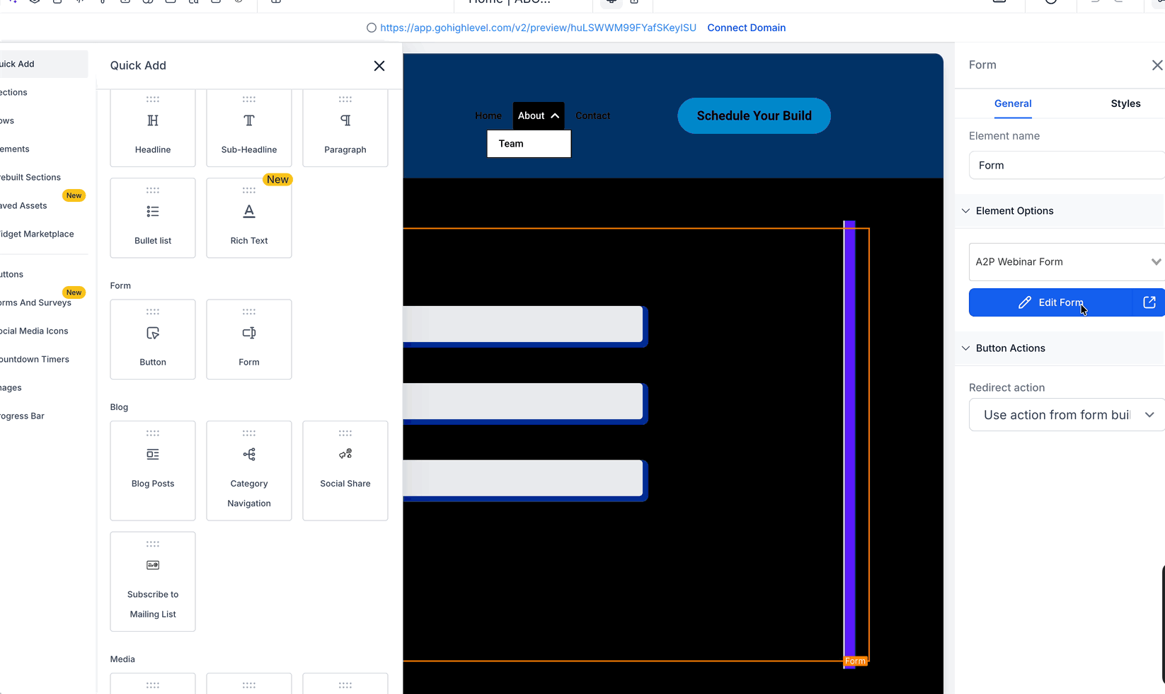 Schermata 8 — Personalizzare i Form all'interno dei Funnel con il Form Builder