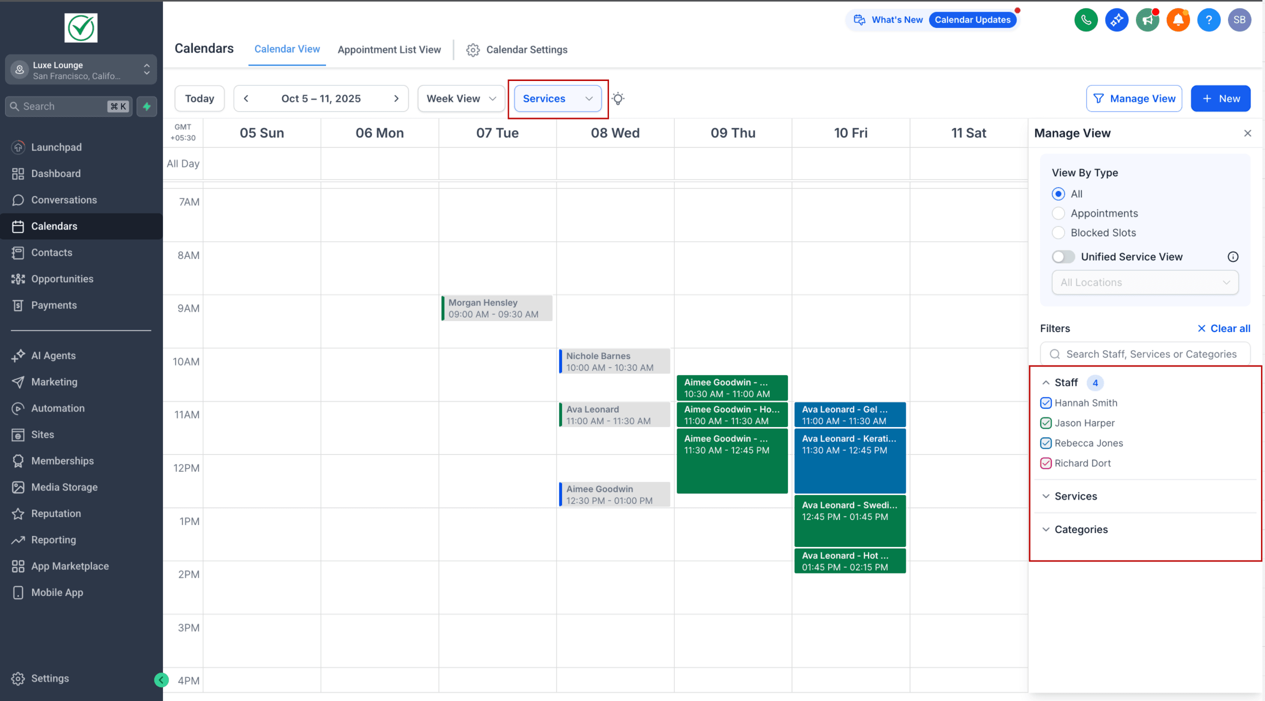 Schermata 2 — Vista Calendario - Servizi