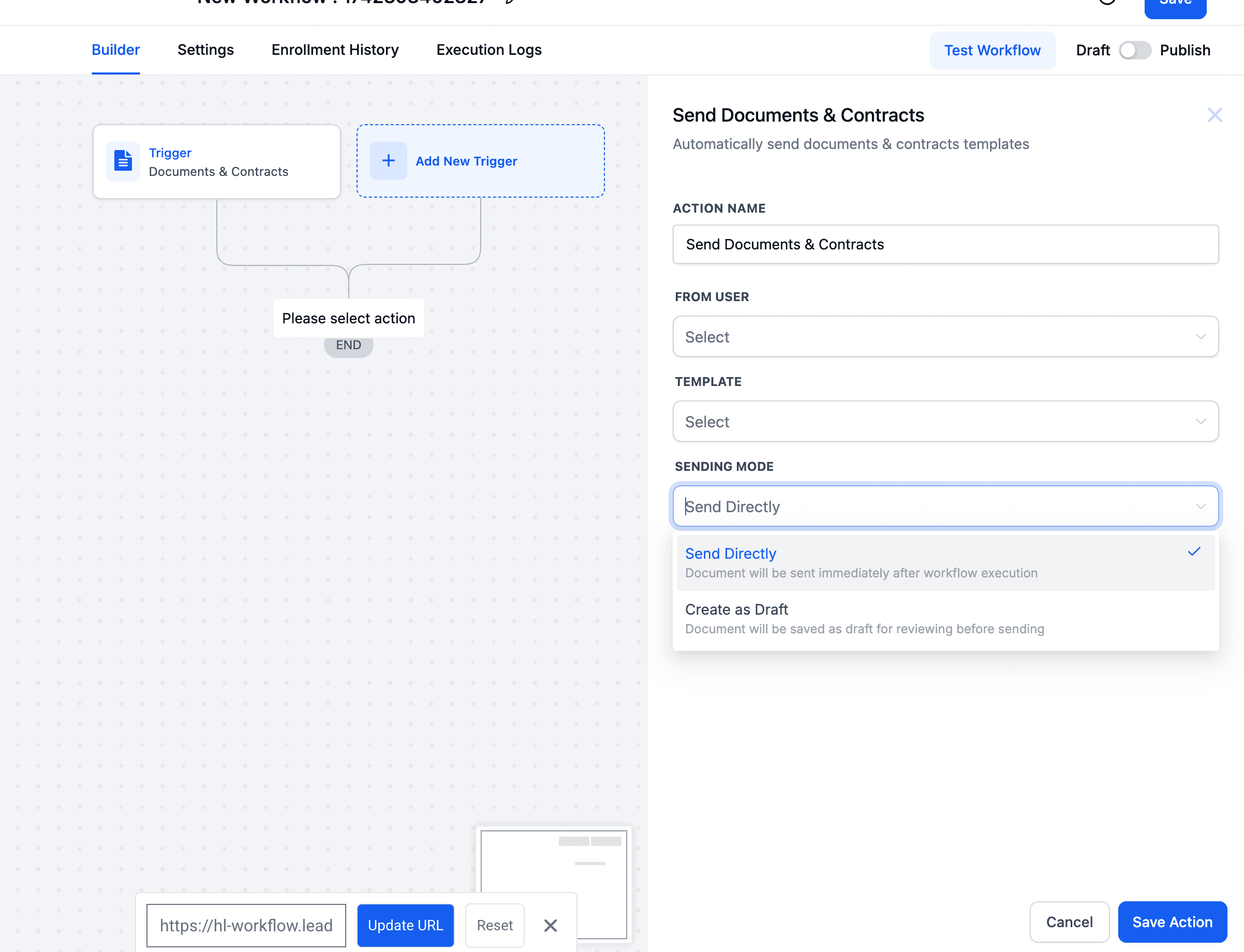 Schermata 2 — Azione Workflow - Invia Documenti e Contratti