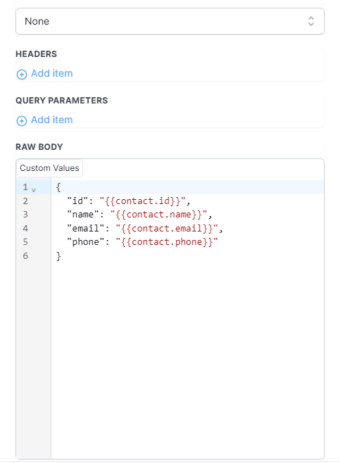 Schermata 4 — Guida all'Azione Workflow Custom Webhook