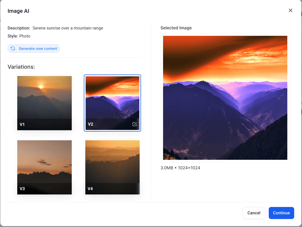 Schermata 7 — Come generare immagini per il Social Planner con Content AI