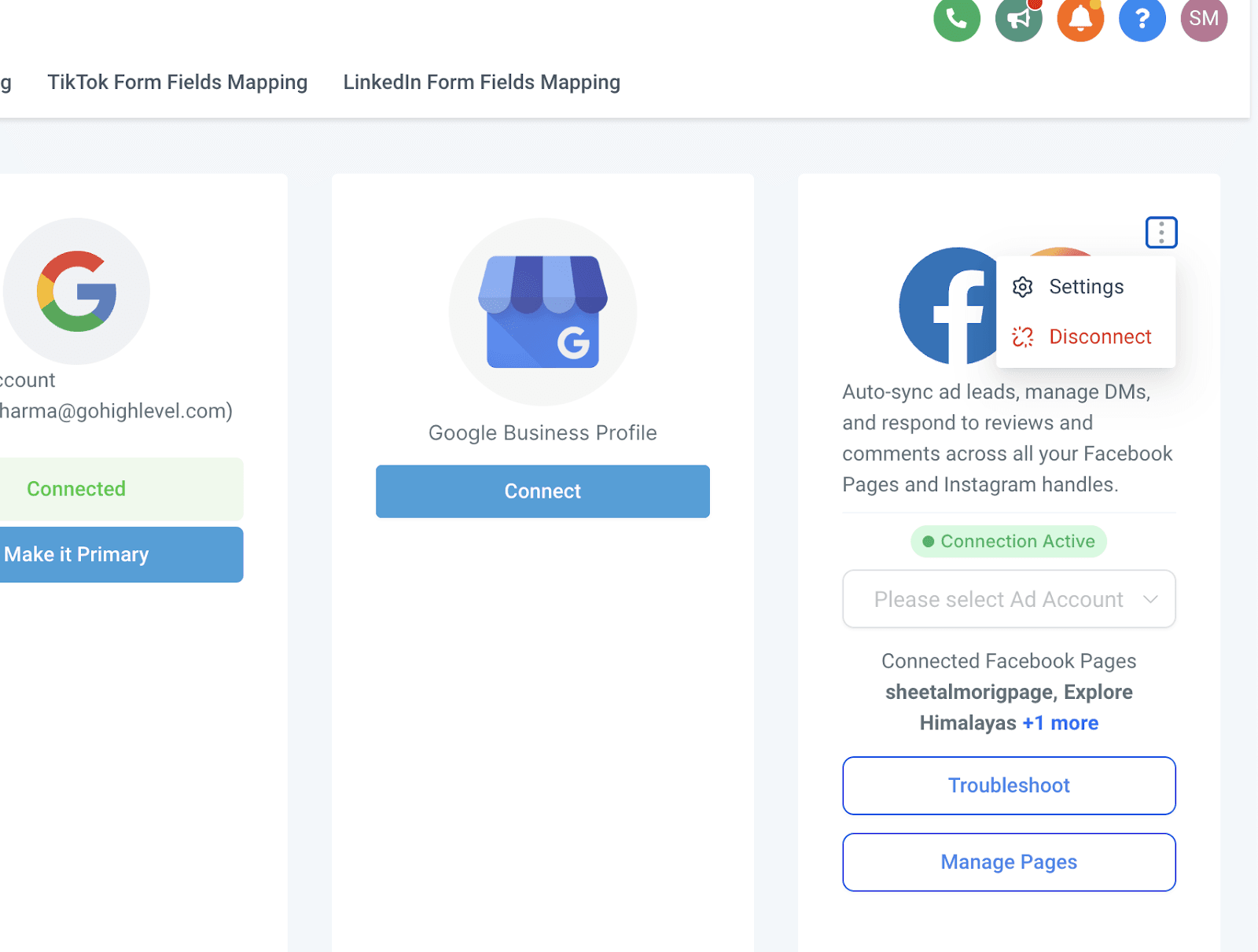 Schermata 2 — Più Pagine Facebook - Troubleshooting CTA e Funzionalità Sync Lead