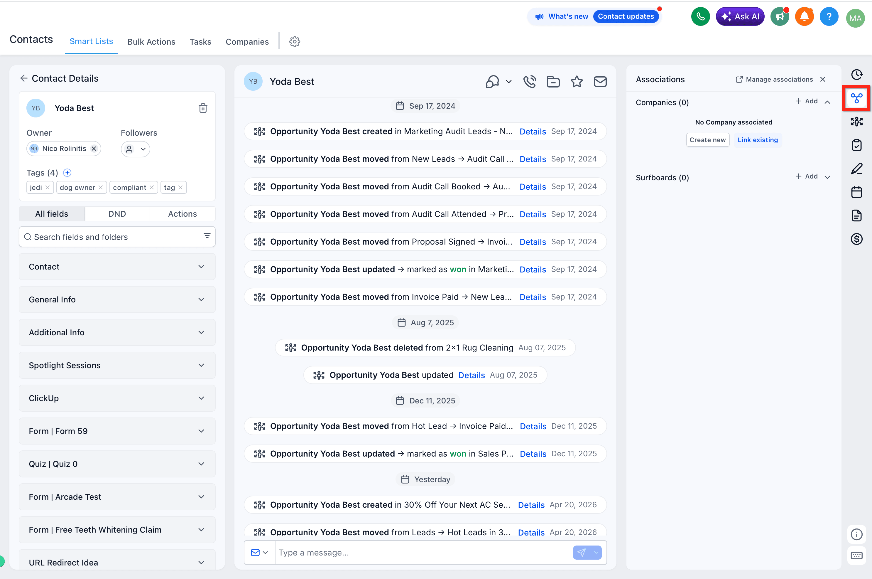 Schermata 9 — Contatti – Nuova Pagina di Dettaglio del Contatto