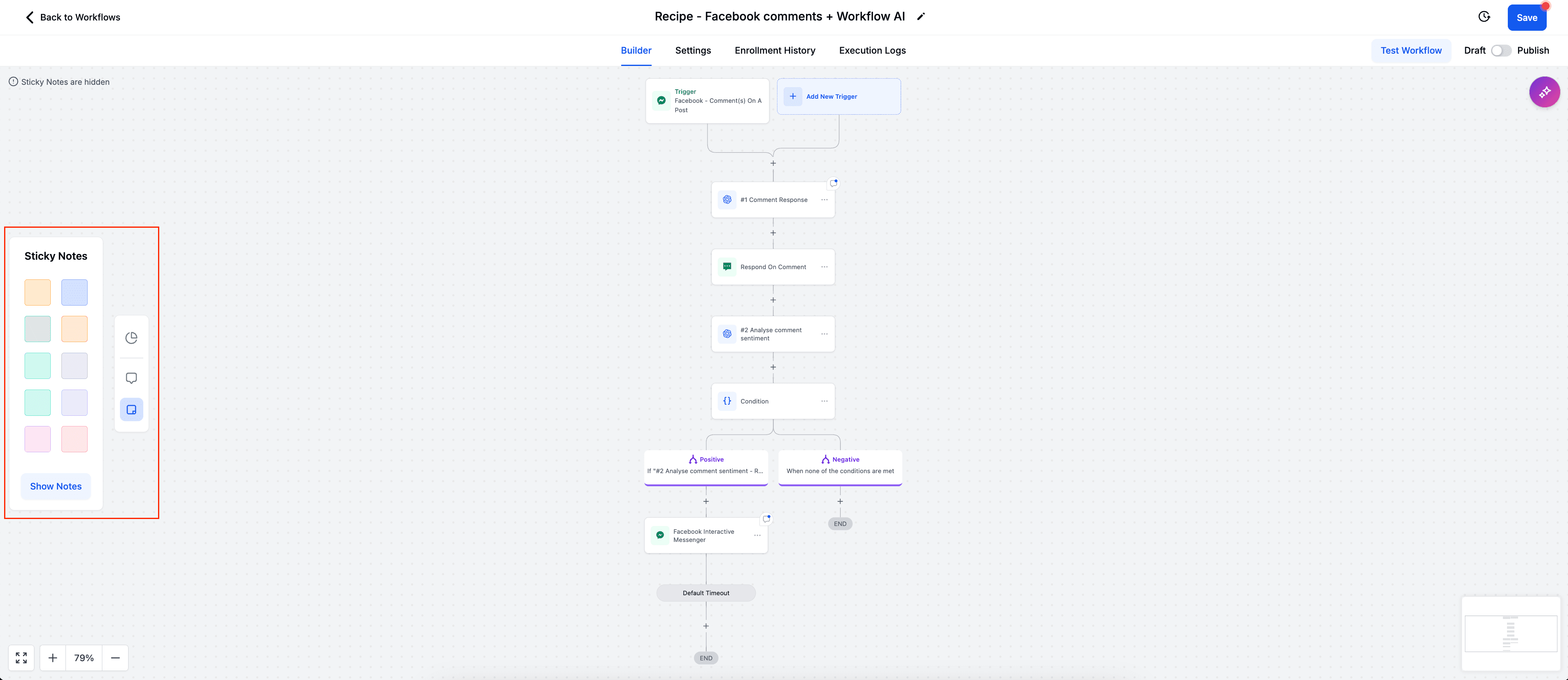 Schermata 9 — Note Workflow, Note Azione e Sticky Notes