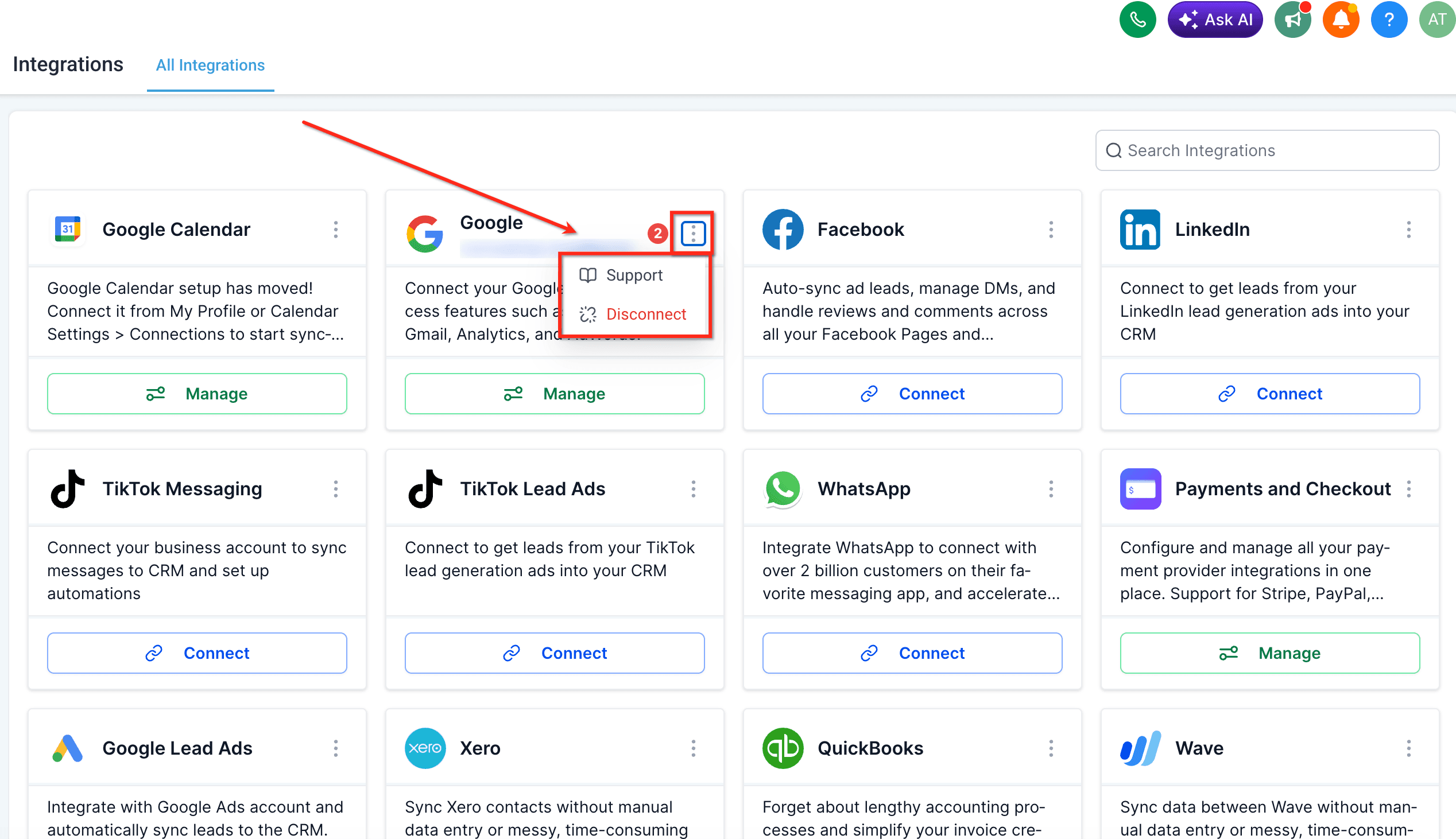 Schermata 3 — Restyling UI/UX della Pagina Integrazioni