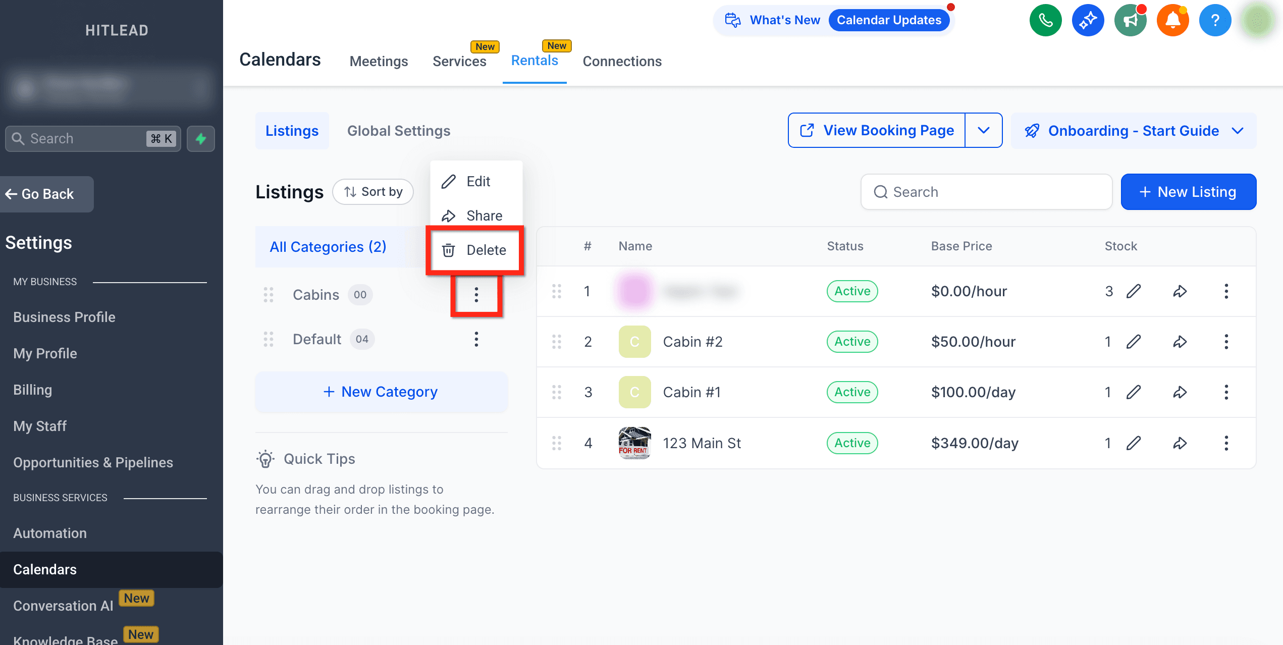 Schermata 16 — Capire Listings e Categorie