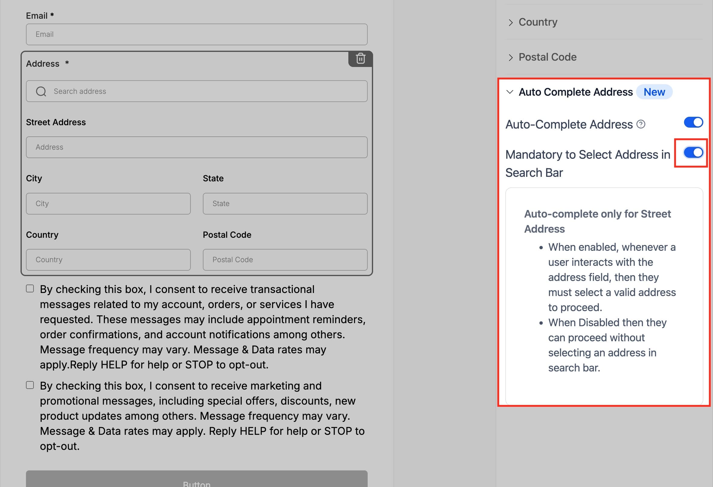 Schermata 4 — Come usare il completamento automatico dell'indirizzo nei Form e Survey di HITLEAD