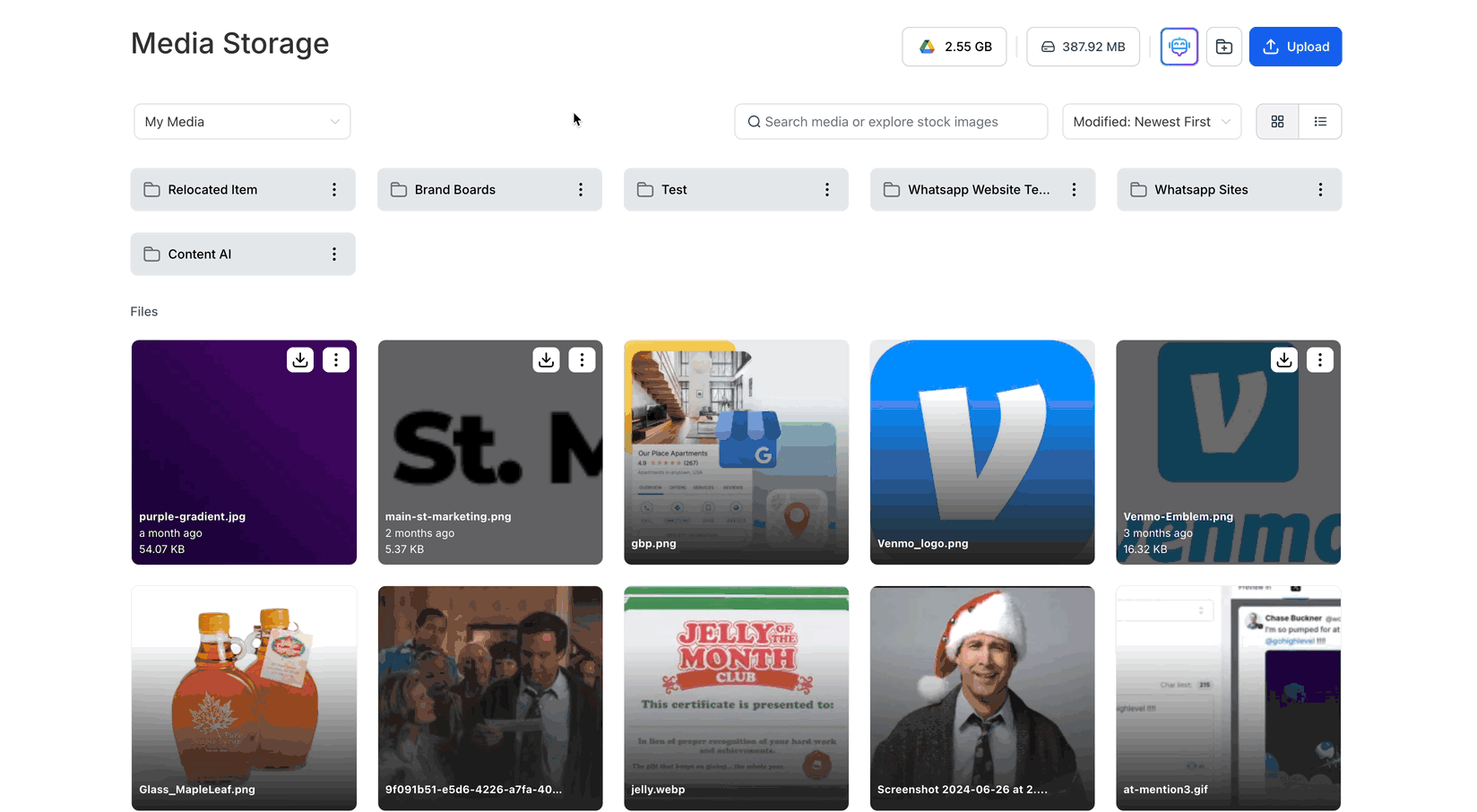 Schermata 5 — Integrazione Google Drive nel Media Storage