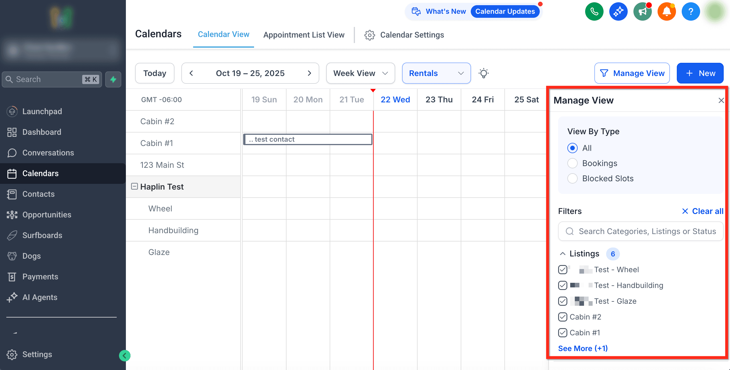 Schermata 6 — Visualizzazione Calendario per i Noleggi