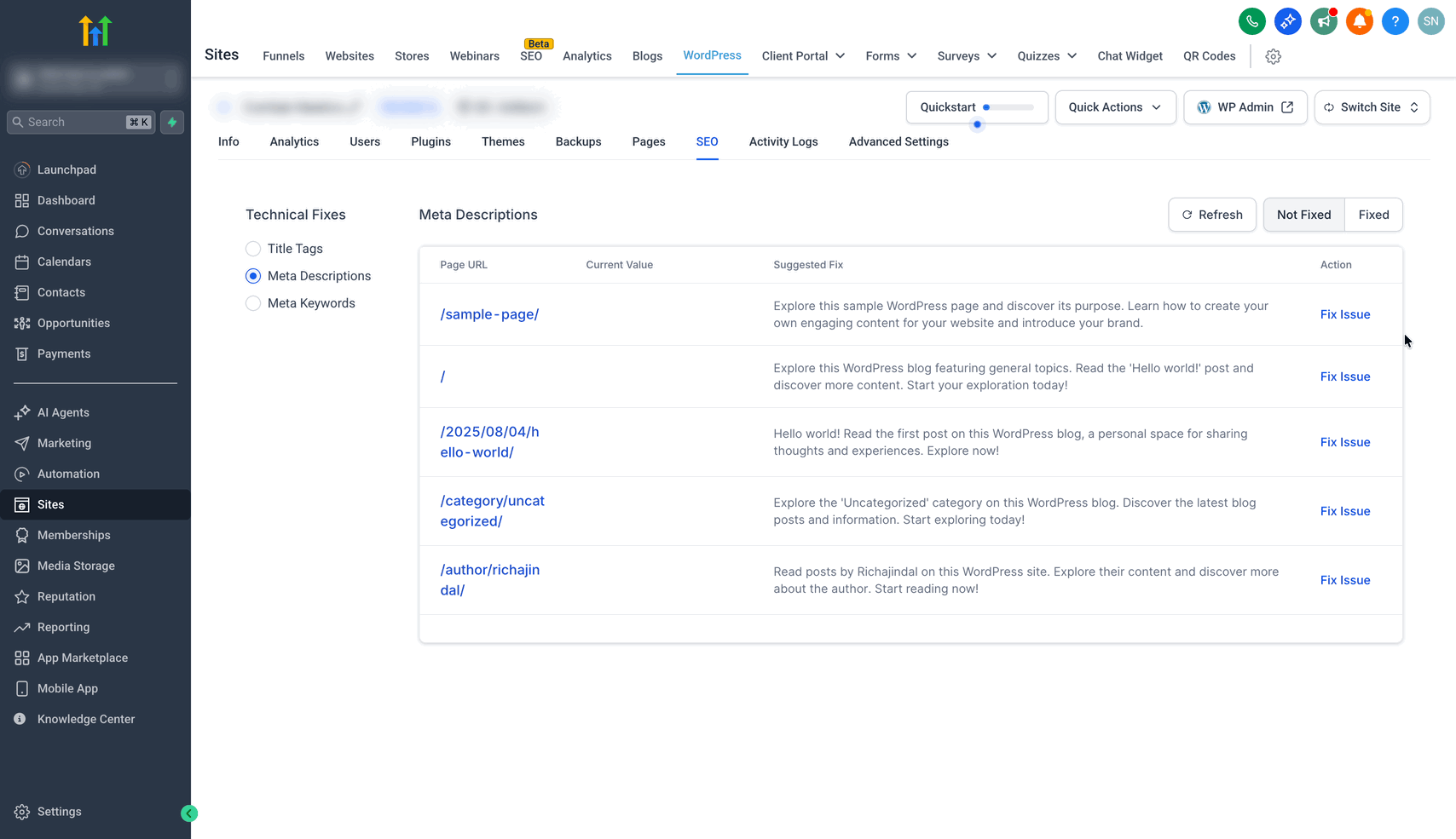 Schermata 11 — WordPress - Report SEO