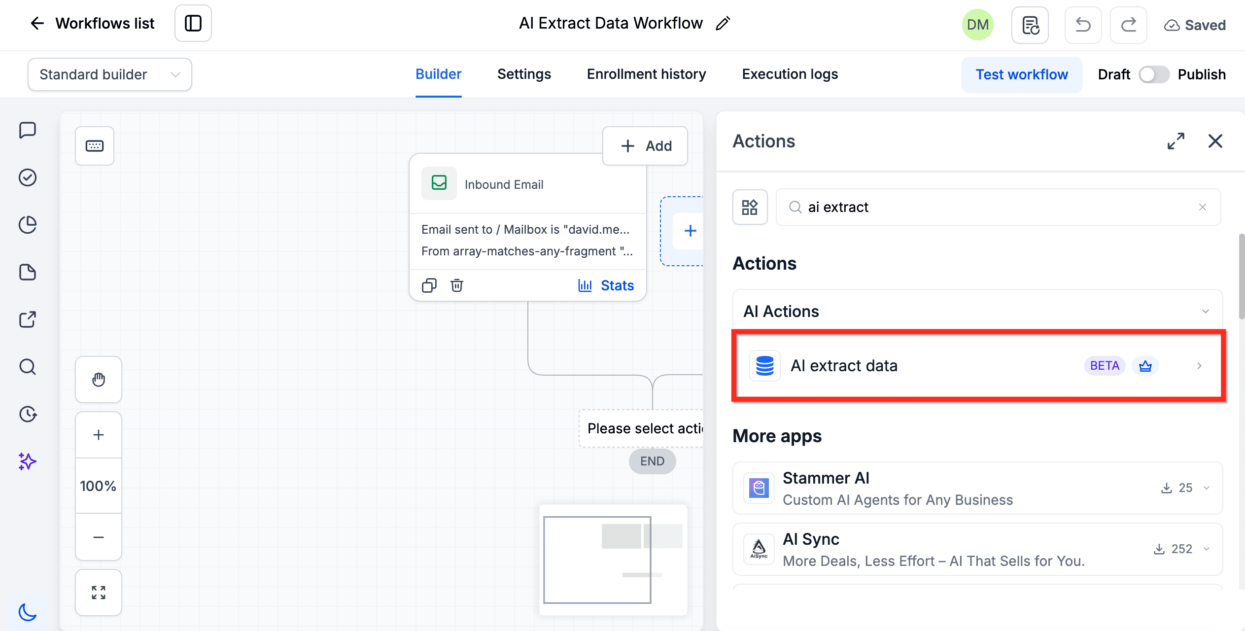 Schermata 4 — Workflow Action - Estrazione Dati con AI