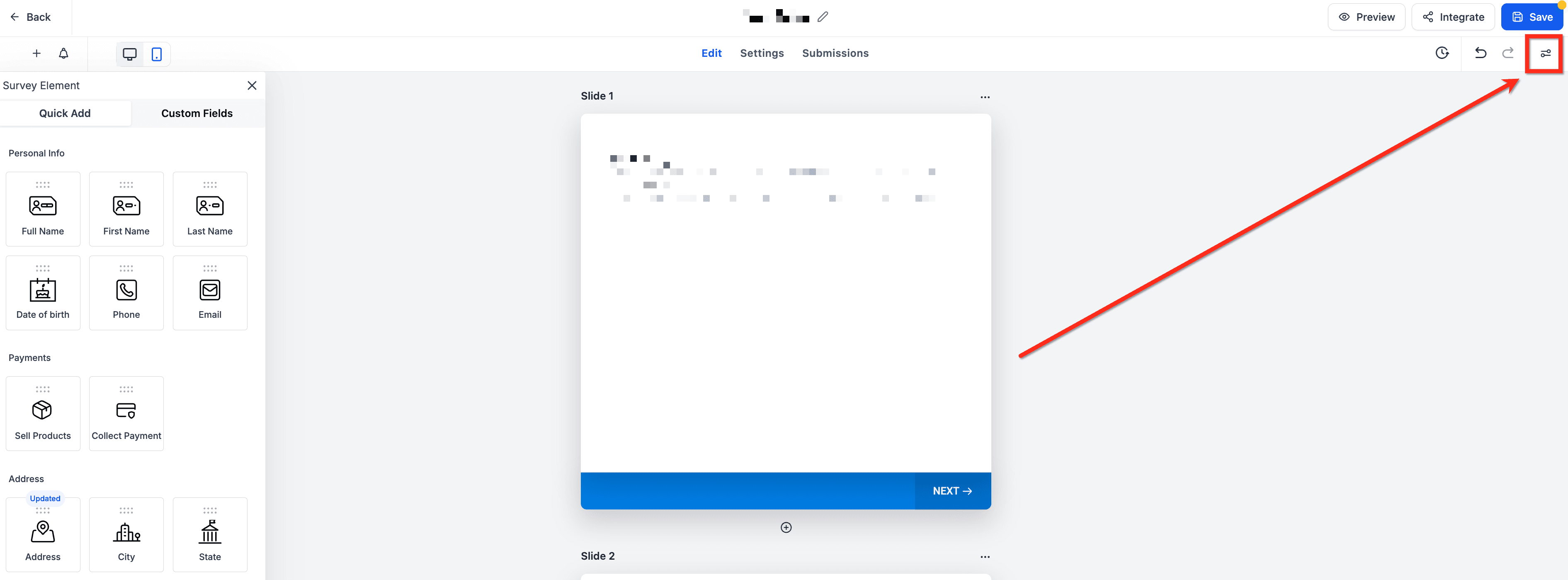 Schermata 4 — Barra di avanzamento per Survey e Quiz su mobile