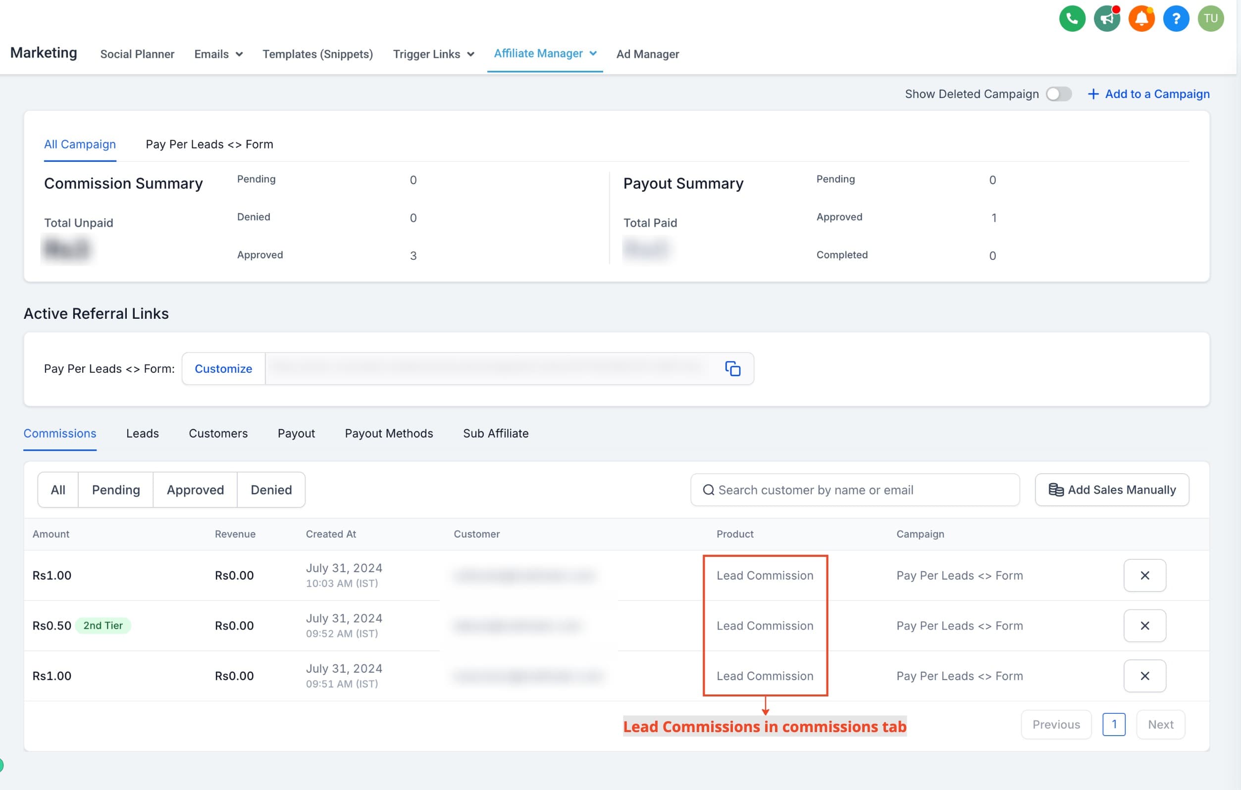 Schermata 5 — Come configurare e pagare gli affiliati per la generazione di lead