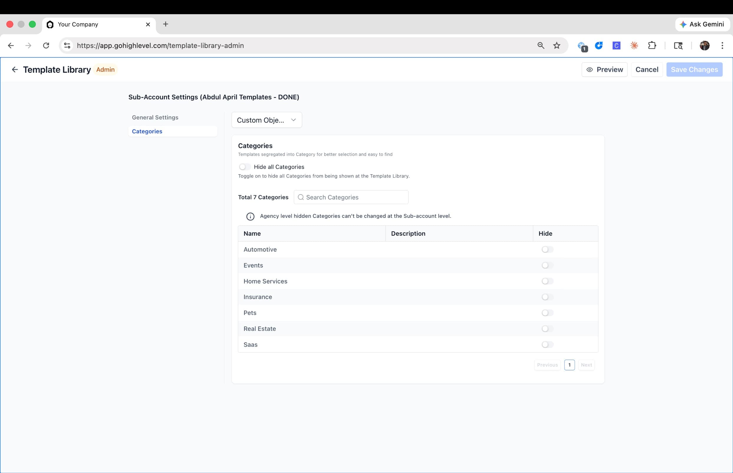 Schermata 9 — Template di Oggetti Personalizzati: Configurazione CRM Pronta in Un Clic