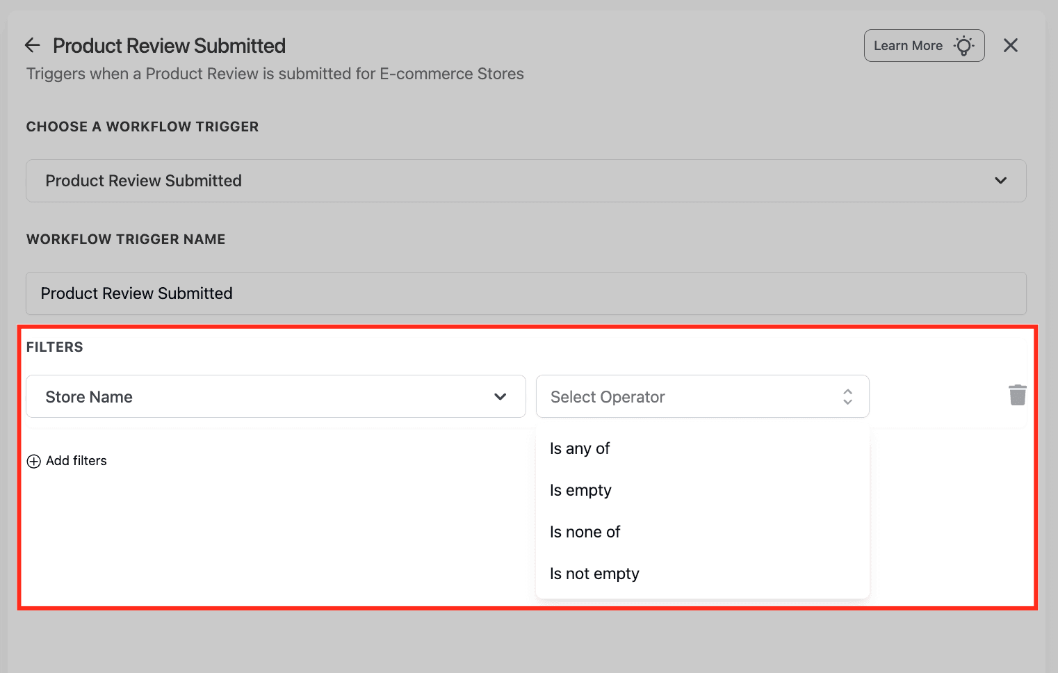 Schermata 9 — Workflow Trigger - Recensione Prodotto Inviata (per Store E-commerce)