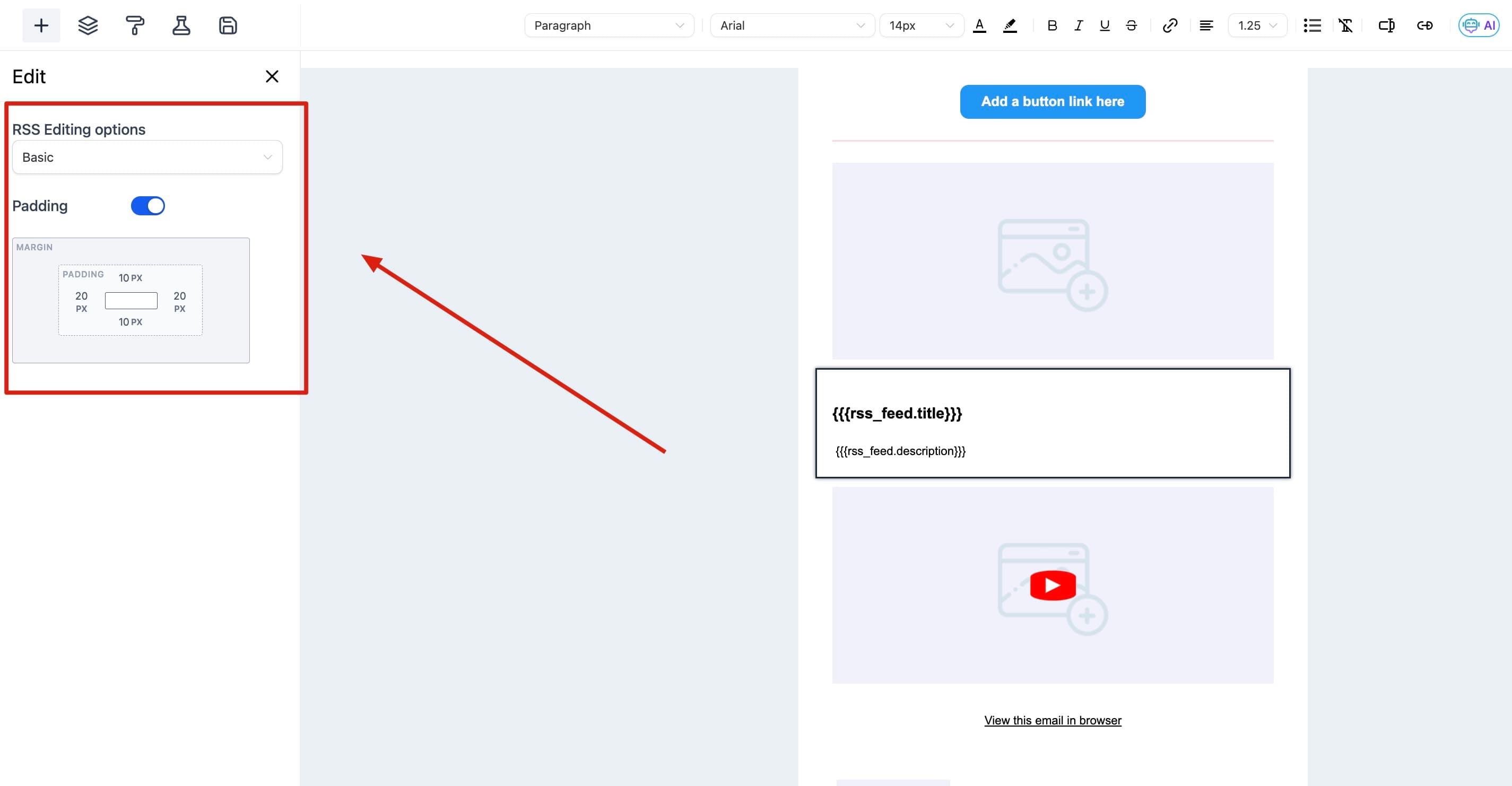 Schermata 28 — Come usare l'Email Builder e il suo Editor Inline