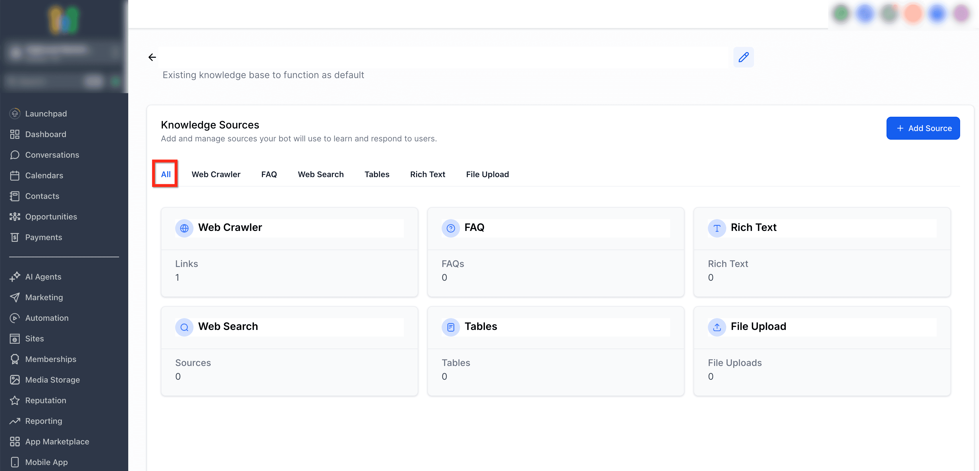 Schermata 2 — Panoramica della Knowledge Base