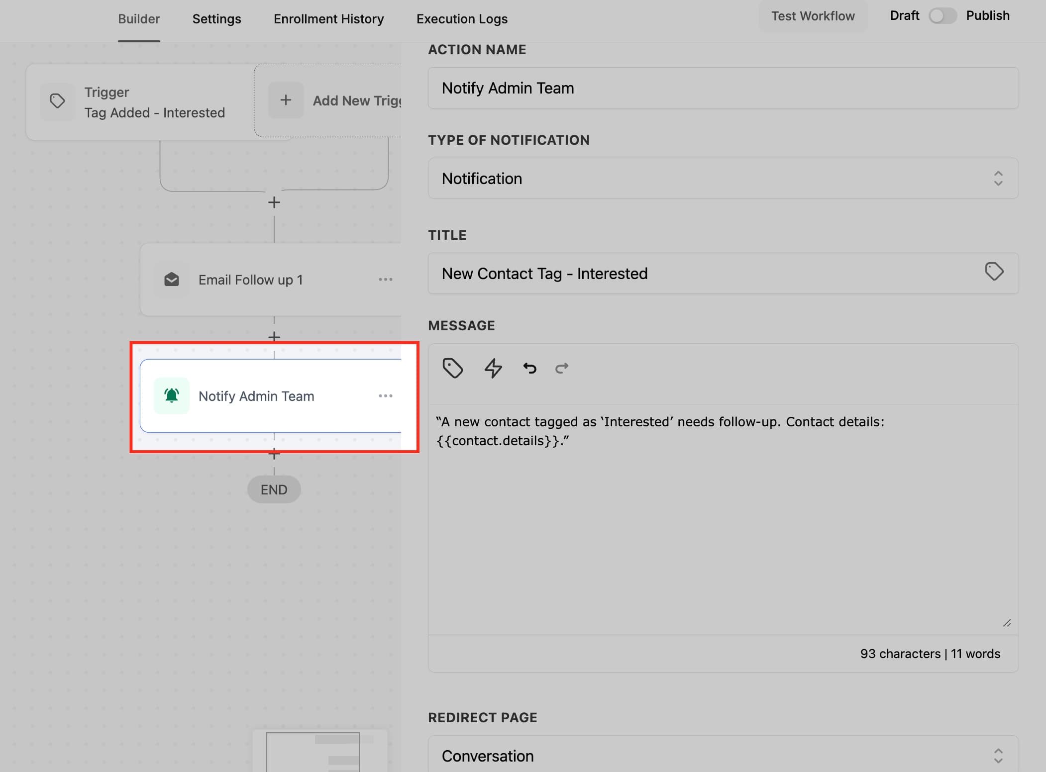Schermata 10 — Workflow Trigger - Contact Tag
