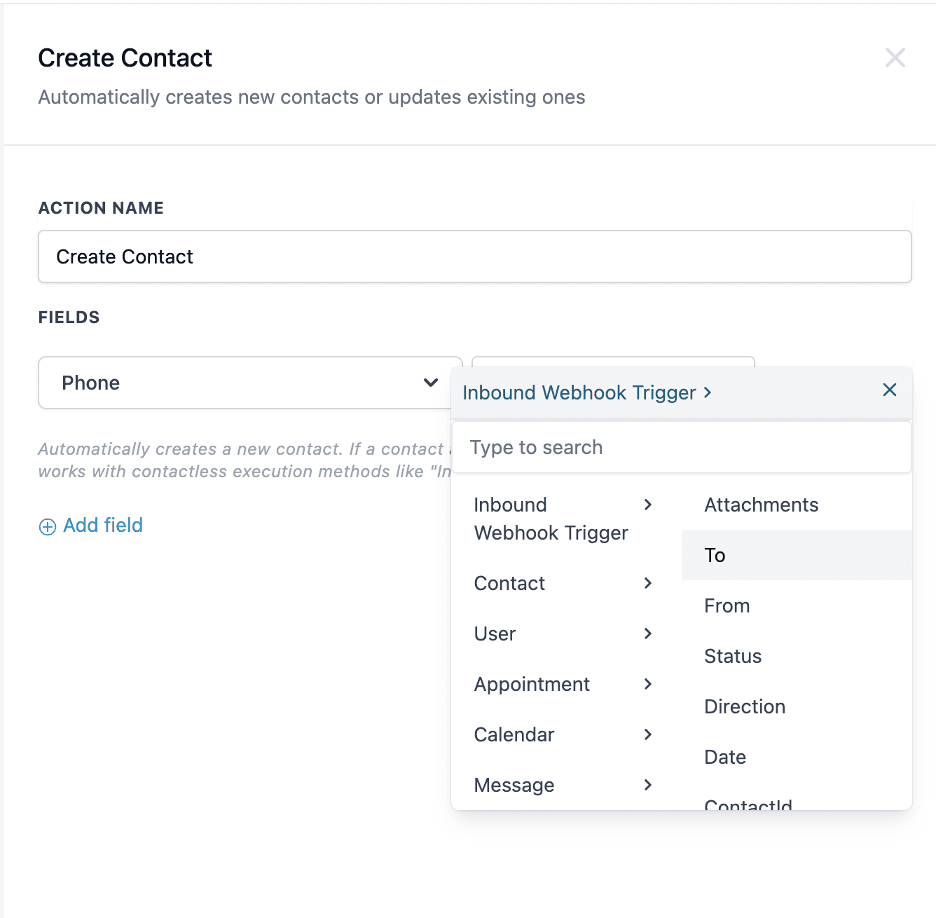 Schermata 3 — Azioni Workflow - Registra Chiamata Esterna