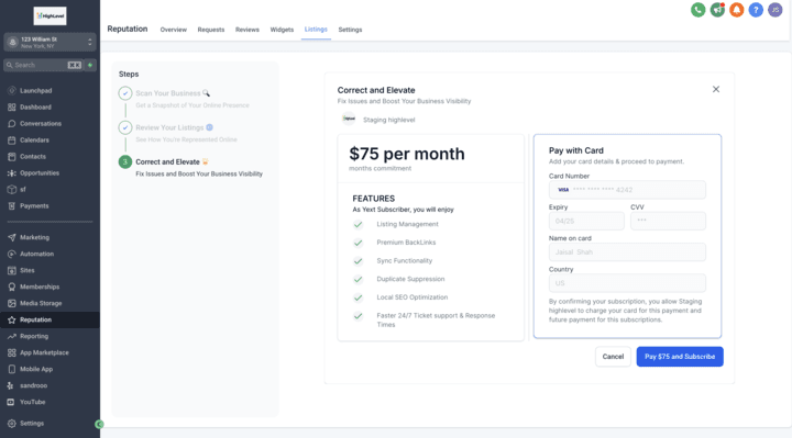 Schermata 4 — Yext: Report di Scansione Business per le Inserzioni Online